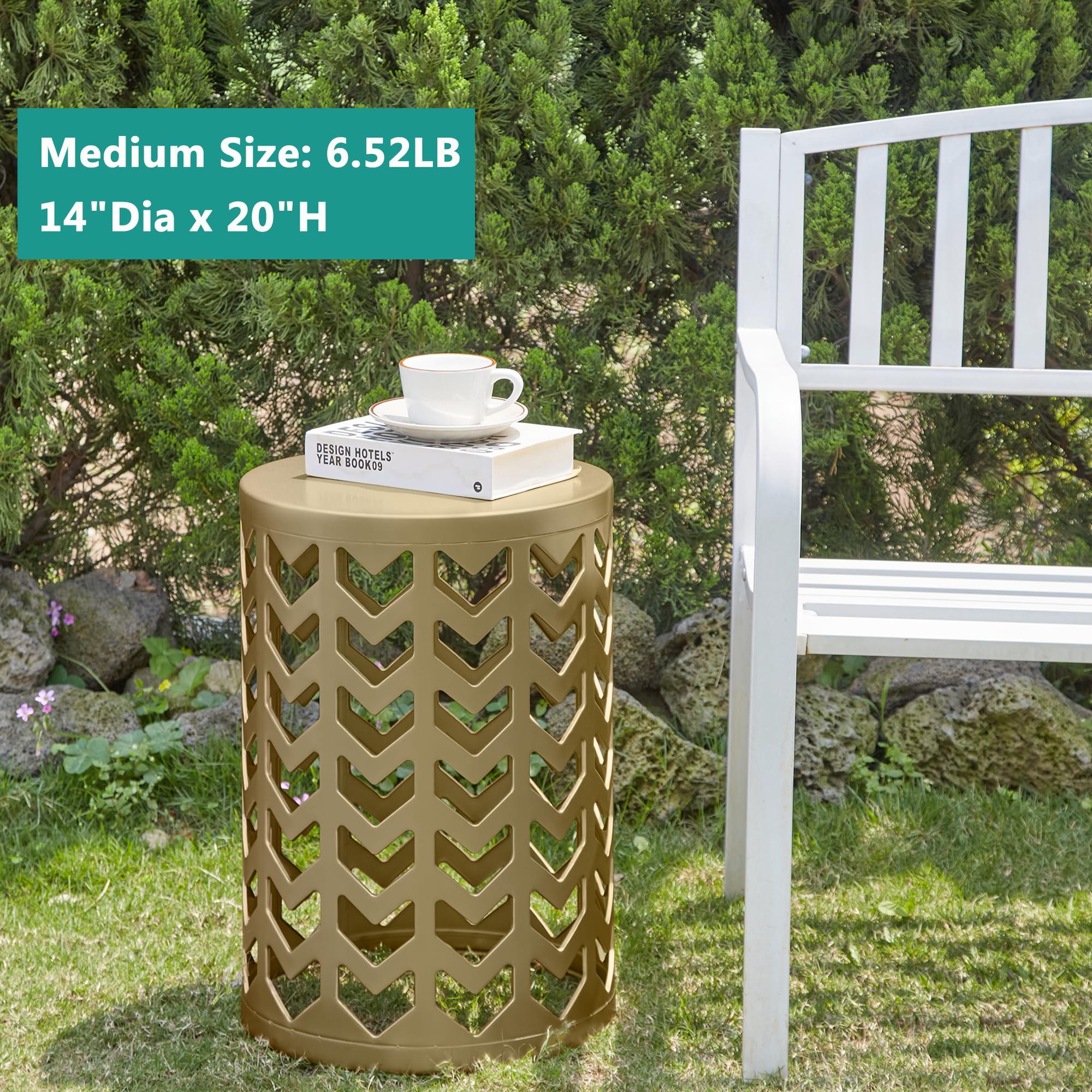 HFHOME Set of 3 Round Metal Nesting Tables - Side End Tables, Nightstand, Coffee Table for Living Room, Bedroom, Patio - Indoor & Outdoor Heavy Duty Metal Plant Stand, Garden Stool in Golden (Ship from US) | Perfect for Small Spaces, Coffee Table Sets, and Home Decor