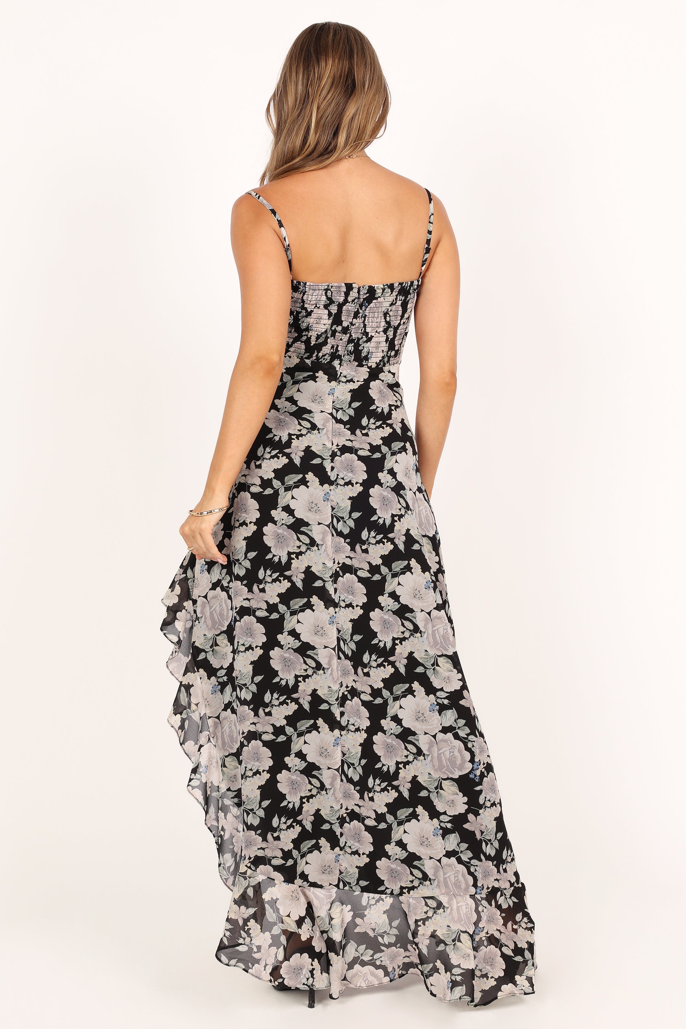 Charmaine Black Floral Maxi Dress - Elegant Long Flowy Summer Dress for Women, Perfect for Beach Vacations, Weddings & Casual Outings