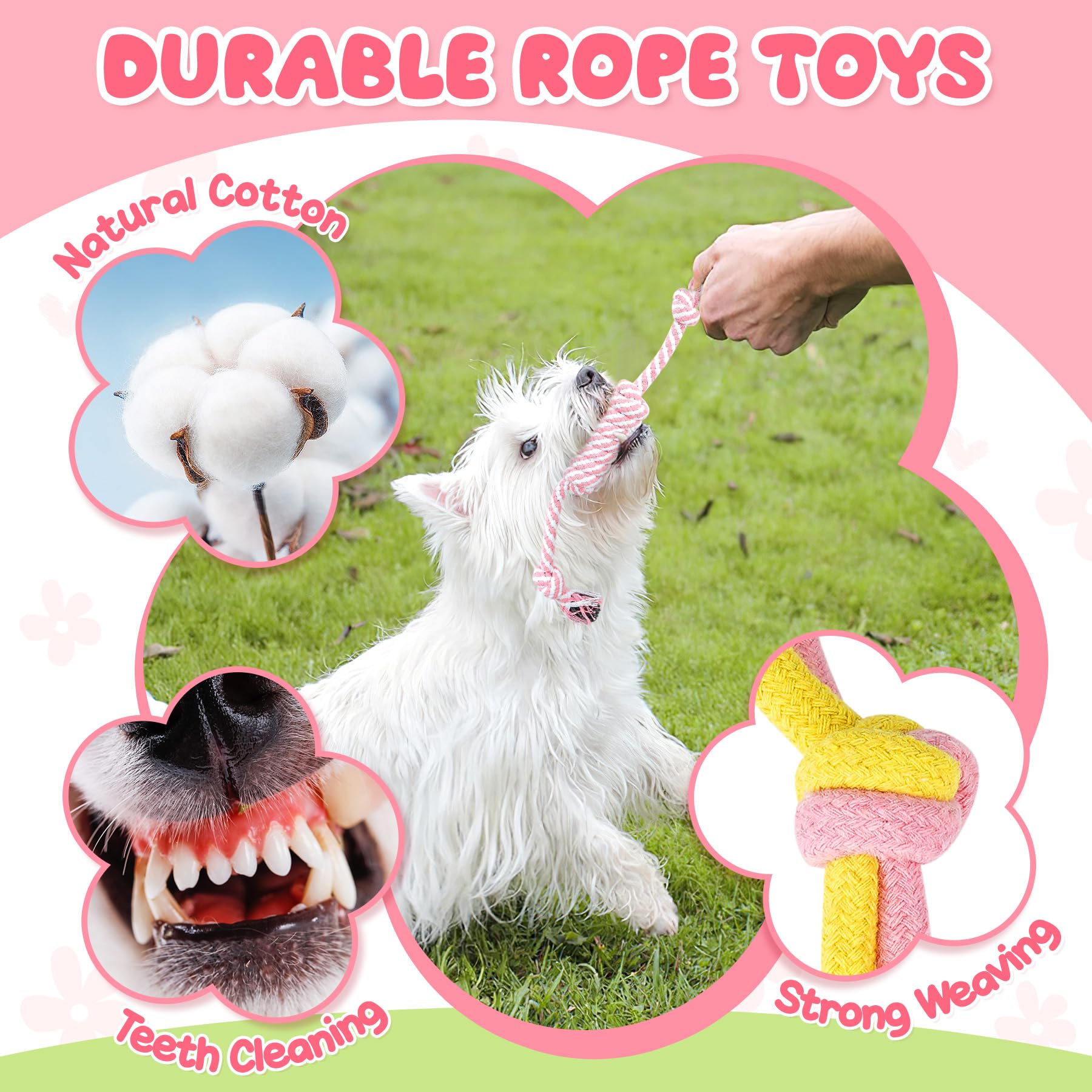 Zeaxuie 23 Pack Pink Puppy Chew Toys for Teething Small Dogs - Cute Squeaky Dog Toys, Treat Ball & Interactive Rope Toys for Puppy Training & Playtime | Perfect for Indoor & Outdoor Fun