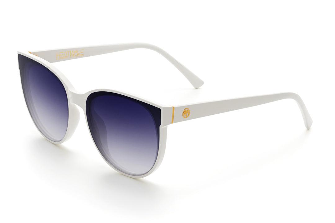 CARAT SUNGLASSES for Women - White Frame with Purple Lens (PURPLE RAIN) - UV Protection Fashion Sunglasses for Beach, Driving & Outdoor Activities