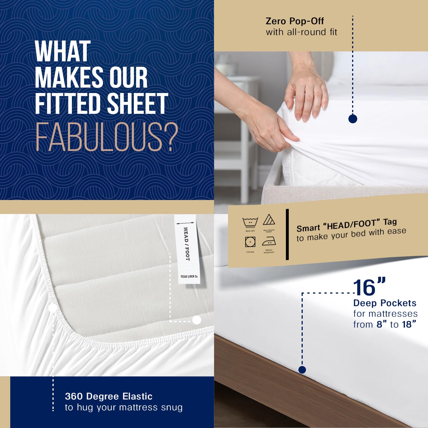 Luxury 1000 Thread Count Egyptian Cotton Queen Sheet Set - 6 PC Bedding with 4 Pillowcases, Soft & Cooling Sateen Weave, Fits Up to 18