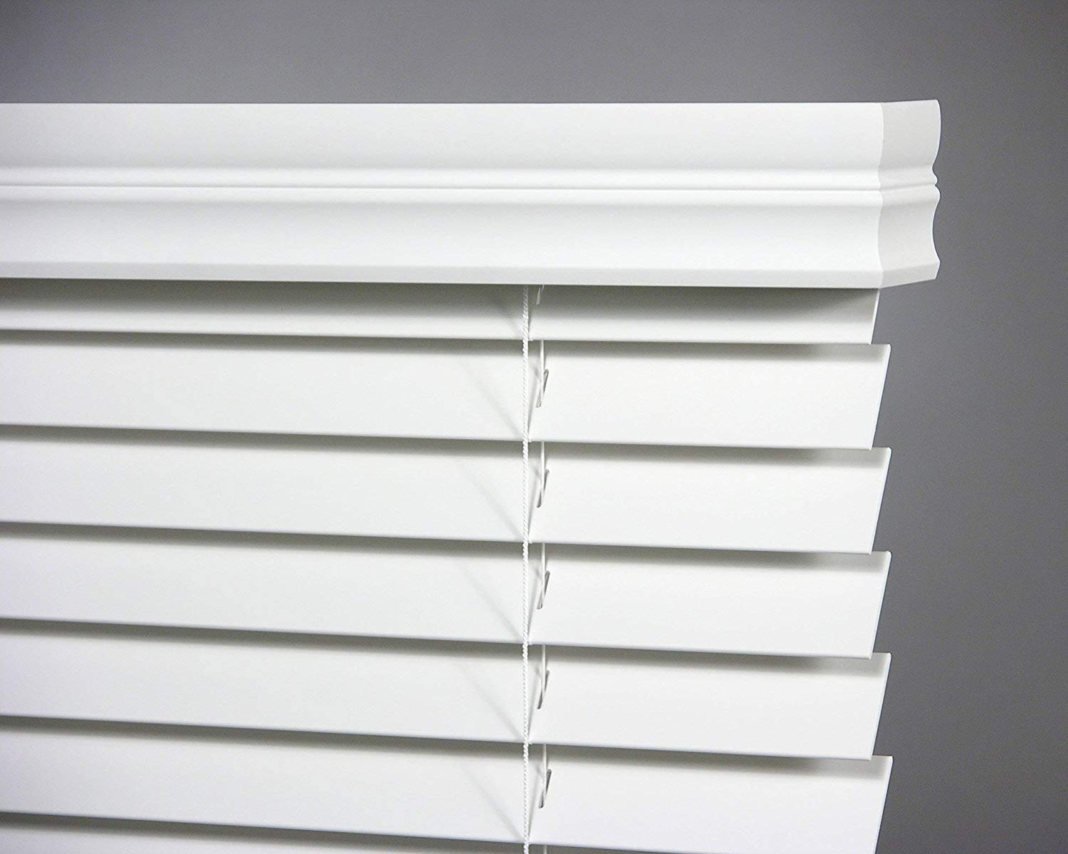 Bravada Select Cordless 2 Inch Faux Wood Blinds - Pure White 52x36 Inches - Premium Window Coverings for Living Room, Bedroom & Home Office