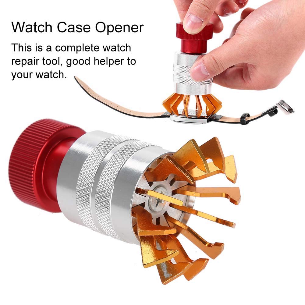 Professional Watchmaker Repair Tool Kit - Watch Parts & Back Case Remover for Battery Replacement (Red) | Perfect for Watch Repair, Maintenance & DIY Jewelry Projects at Home or Workshop