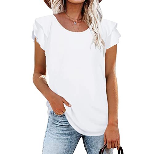 BESFLY Women's Summer V-Neck T-Shirt - Casual Puff Long Sleeve Blouse Tunic Top for Work, Date Night & Everyday Wear