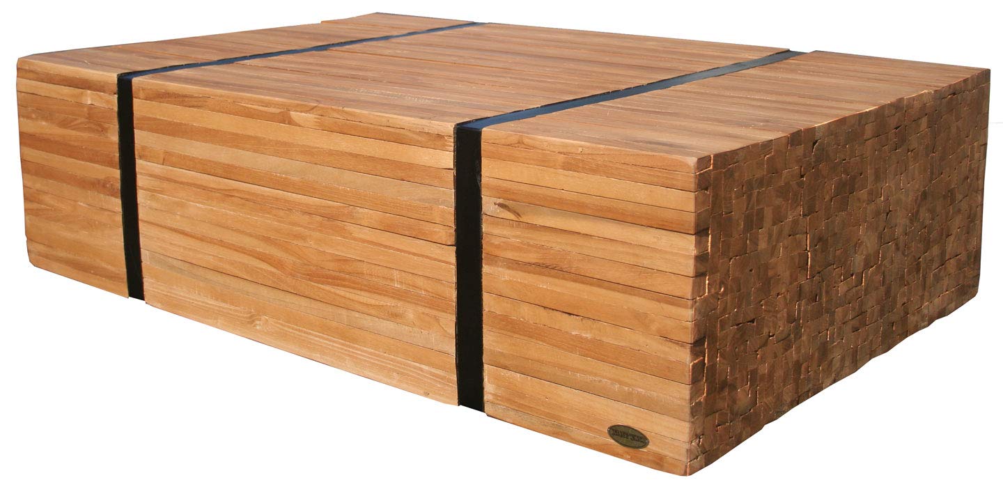 Solid Teak Wood Coffee Table with Wheels - Modern Rolling Coffee Table for Living Room, Office, or Outdoor Use - Easy to Move and Stylish Design