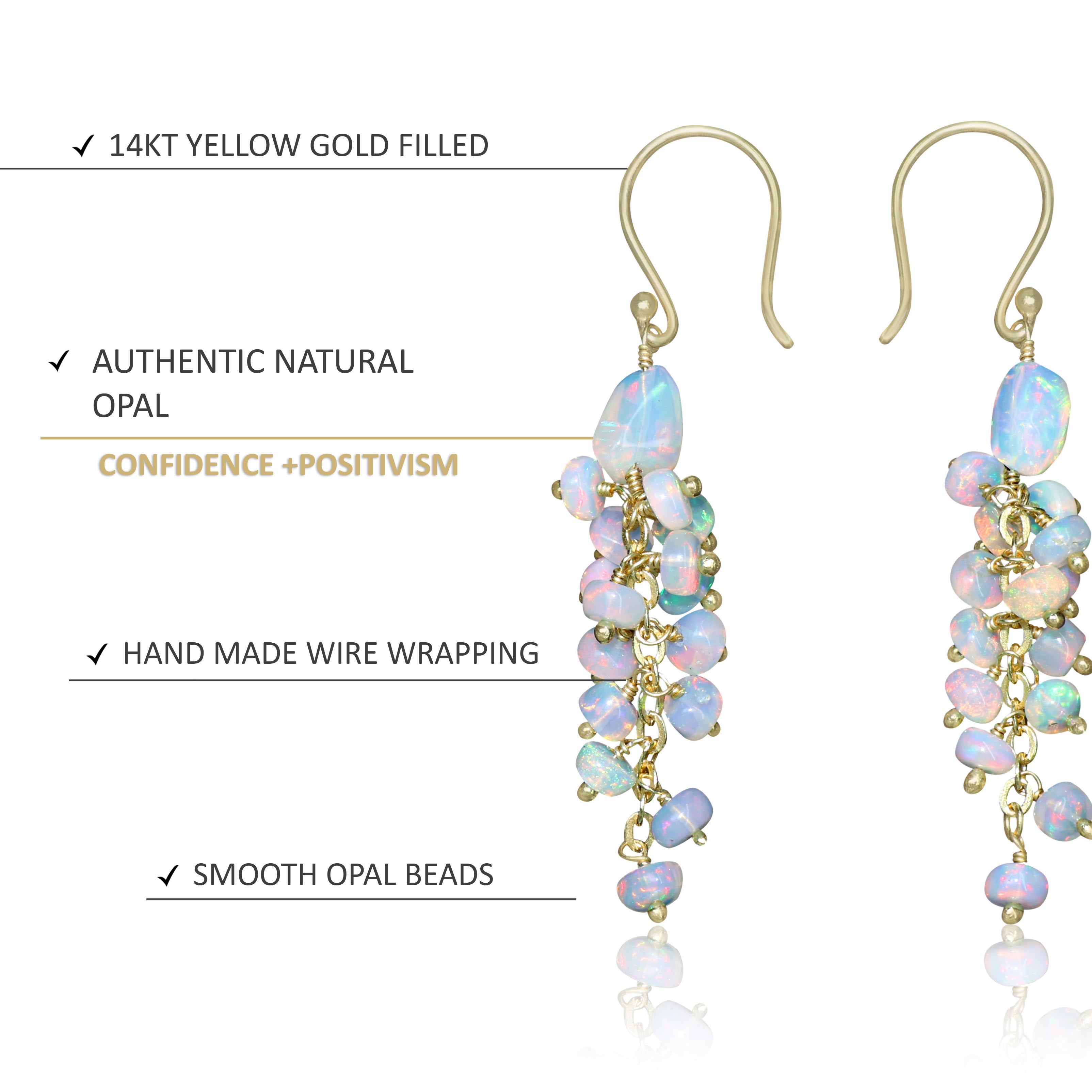 Handmade White Opal Drop and Dangle Earrings for Women - Elegant Boho Jewelry for Parties, Weddings & Everyday Wear