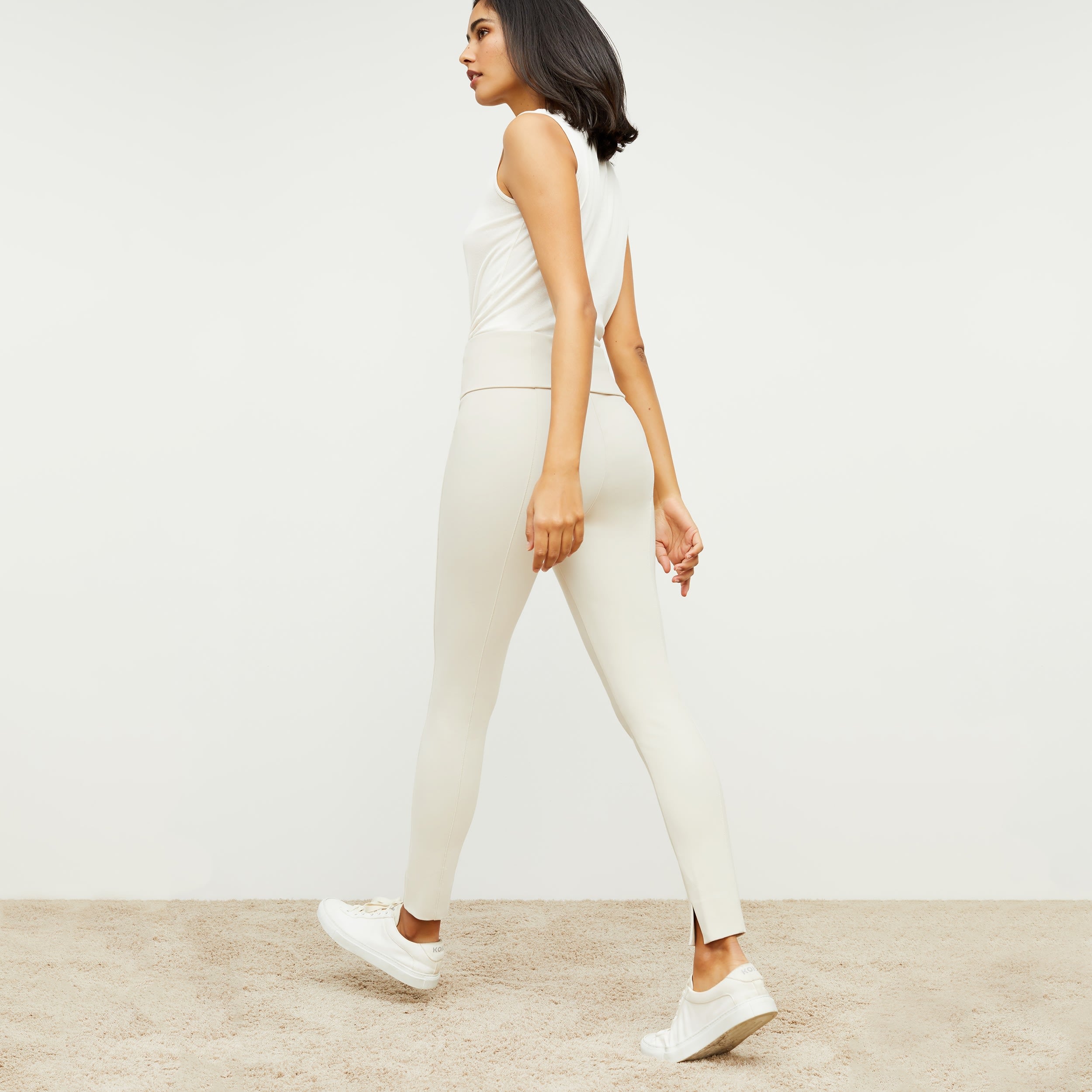 Stella Women's High Waisted Leggings - Washable Ponte Fabric with Pearl Sheen | Perfect for Yoga, Workout & Everyday Wear