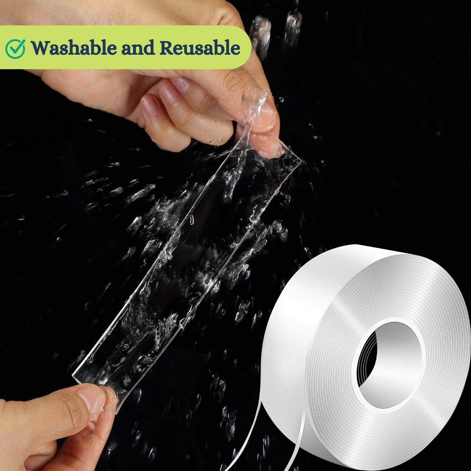 Mr. Pen Double Sided Tape - 1.2 Inch Transparent Mounting Tape for Walls | Strong Adhesive Removable Two Sided Tape for Hanging Photos, Posters & Home Decor