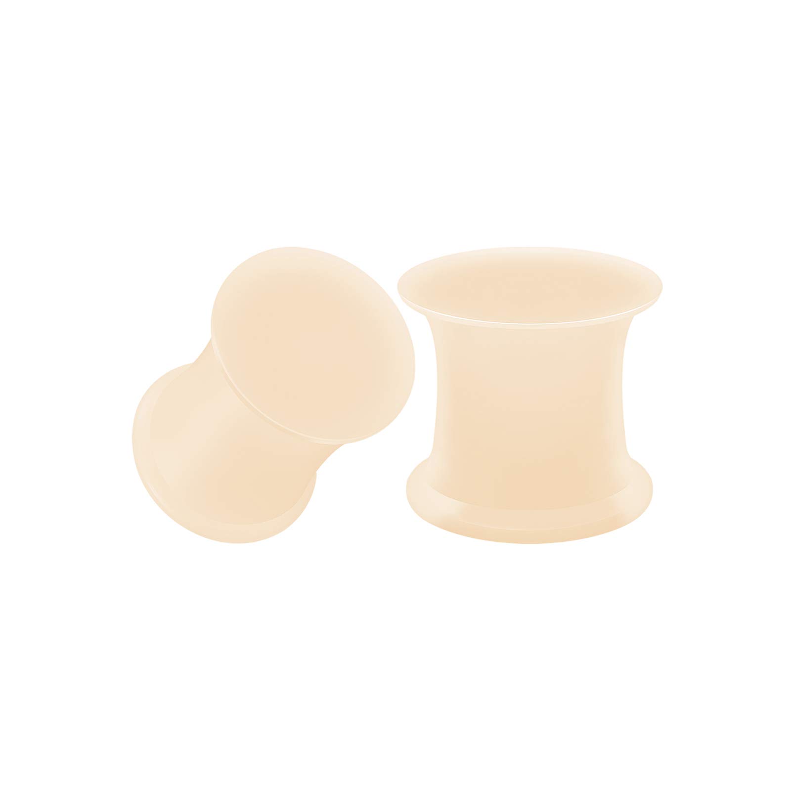 BIG GAUGES Pair of Skin-Tone Silicone Thin Double Flared Saddle Piercing Jewelry - Ear Stretchers, Plugs & Flesh Tunnels for Ear Lobes | Perfect for Stretching, Everyday Wear & Alternative Fashion