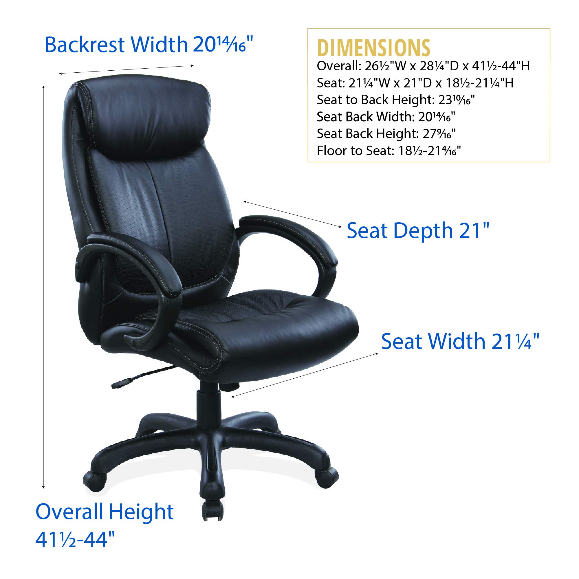 OfficeSource Sierra Series High-Back Executive Office Chair - Ergonomic Mesh Back & Adjustable Height, Black - Perfect for Home Office, Conference Rooms & Corporate Workspaces