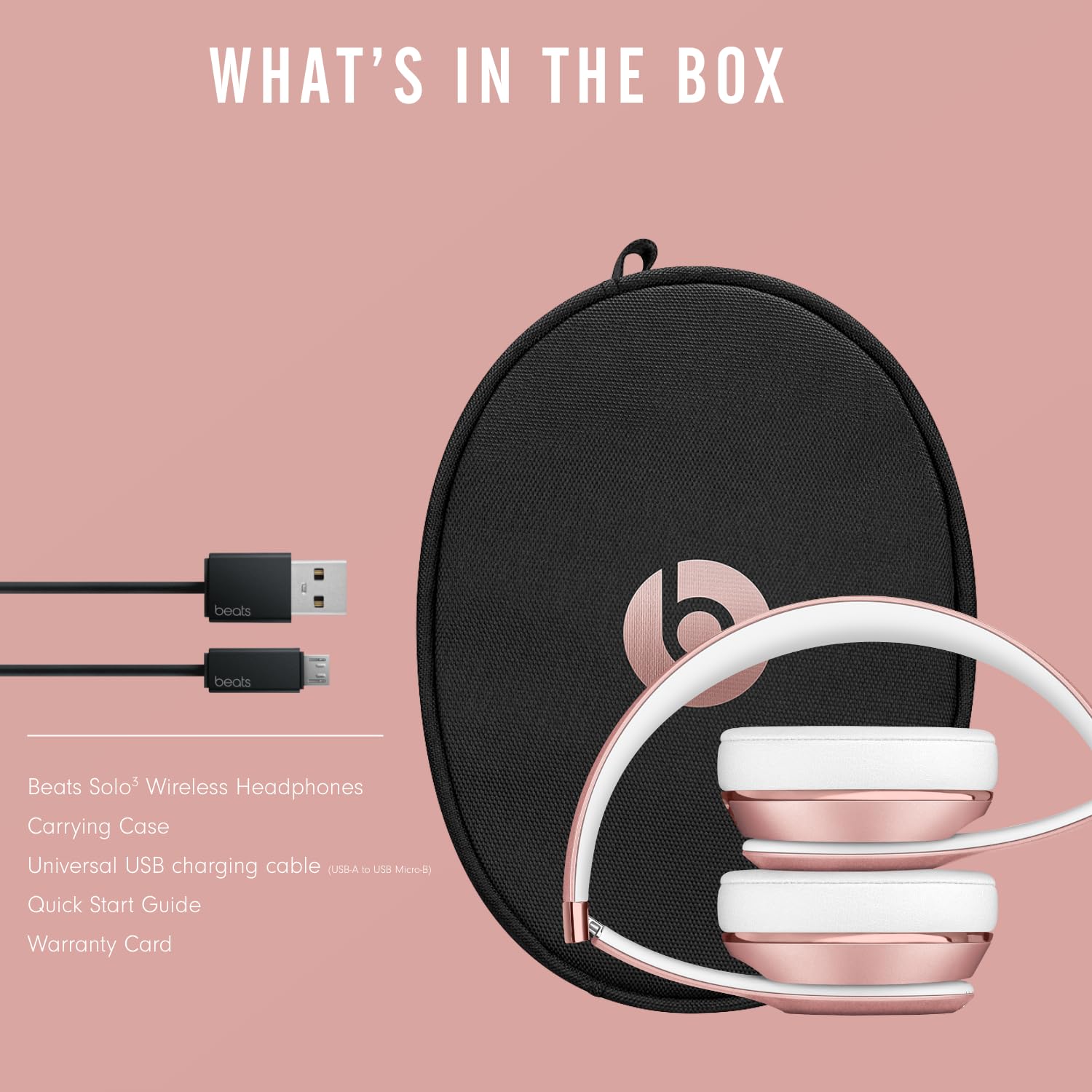 Beats Solo3 Wireless On-Ear Headphones with Apple W1 Chip - Bluetooth 5.0, 40-Hour Battery Life, Noise Isolation - Rose Gold (Latest Model) | Perfect for Workouts, Commuting & Travel
