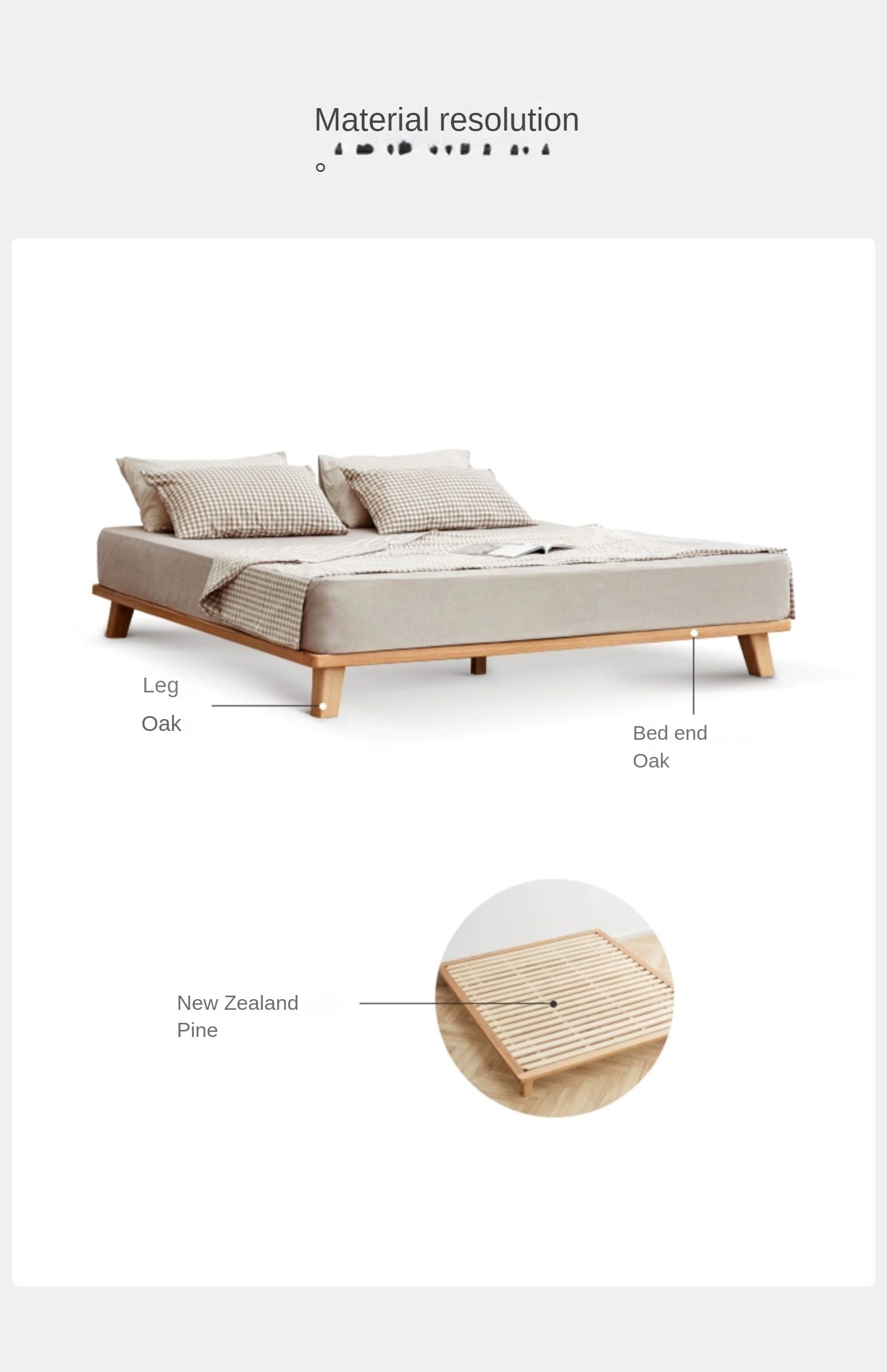 Solid Oak Wood Platform Bed Frame - No Headboard - Queen Size - Modern Minimalist Bedroom Furniture for Small Spaces & Apartments