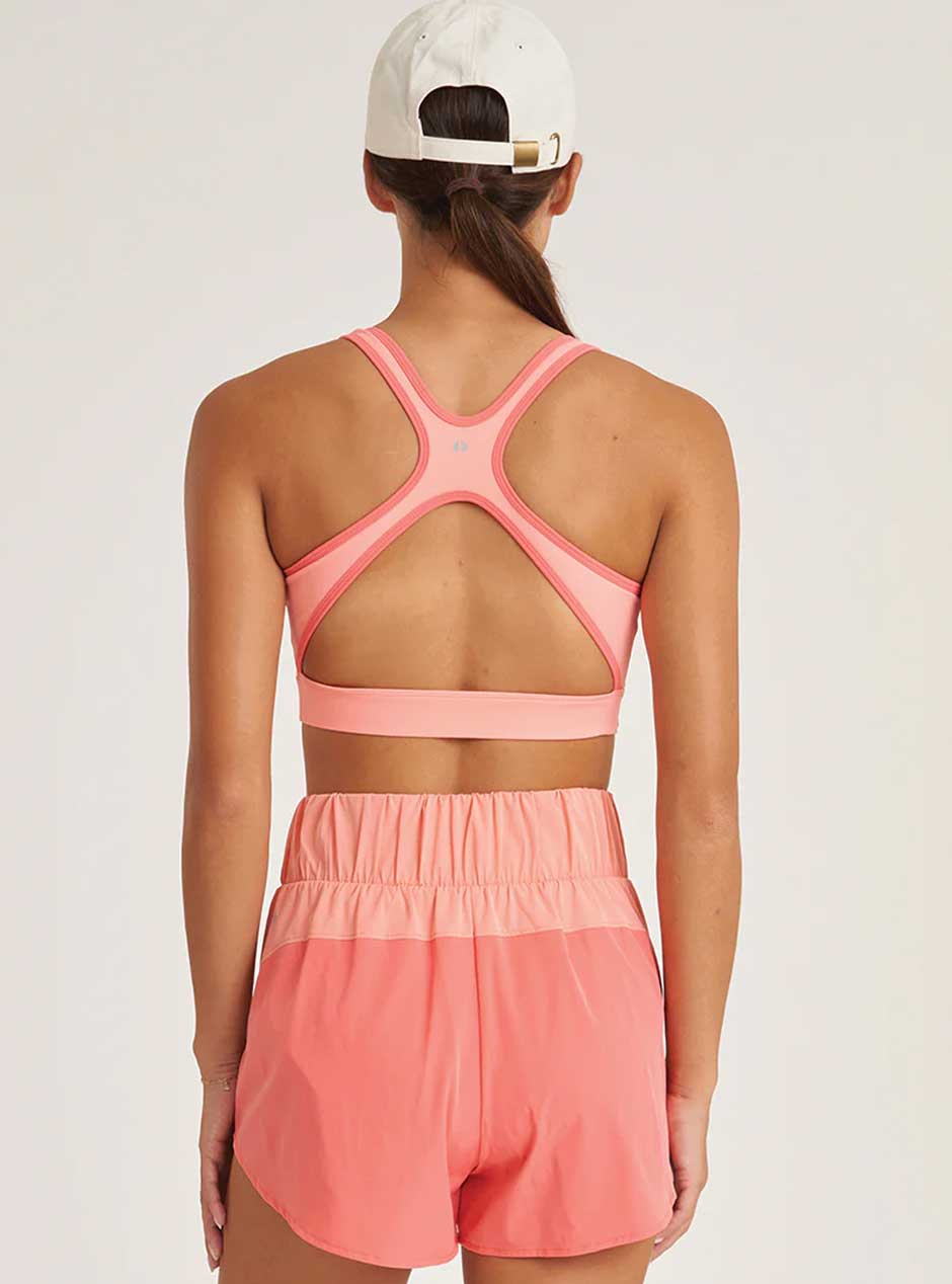 Thrive Société Women's Endure Open Back Tank Sports Bra - Breathable Workout Top for Yoga, Running & Gym - Melon Orange
