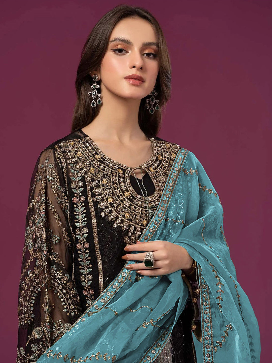 Elegant Black Designer Semi-Stitched Palazzo Suit with Intricate Embroidery - Perfect for Weddings, Parties & Special Occasions