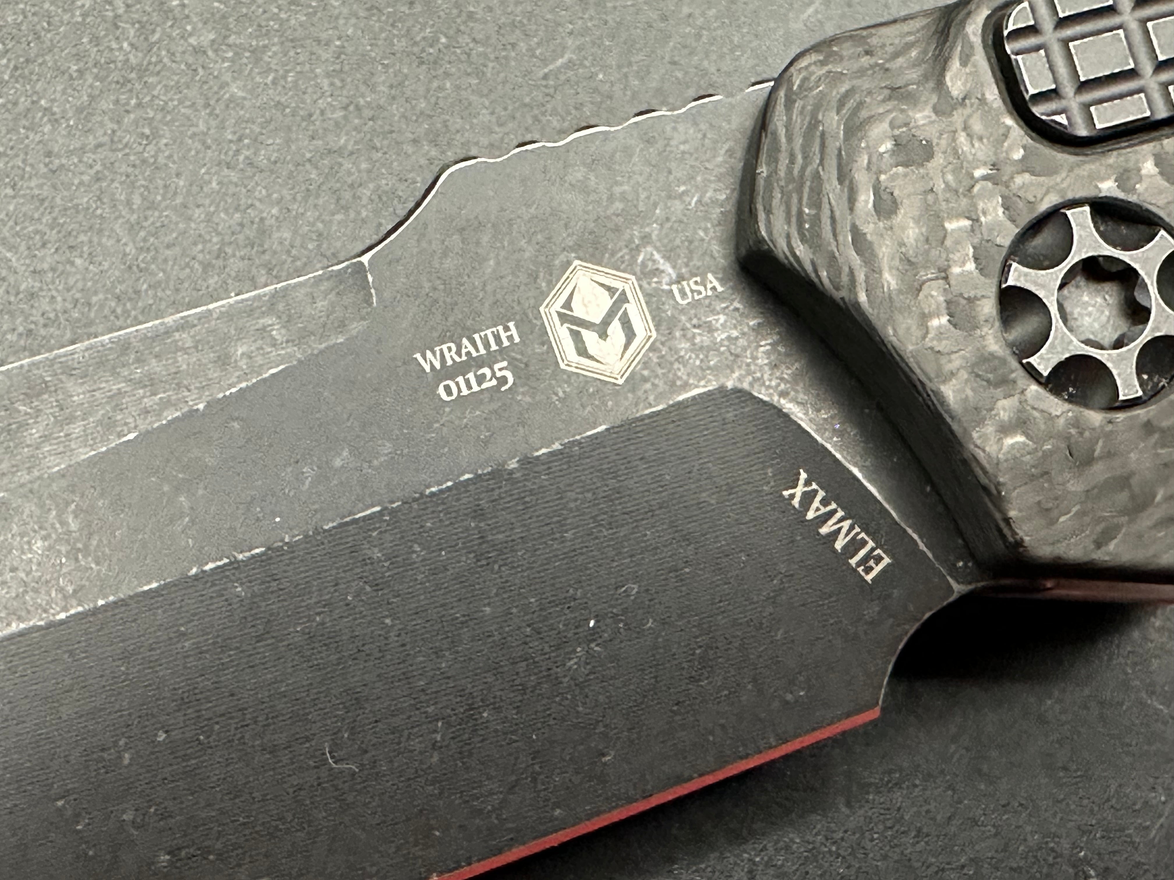Heretic Knives Wraith Auto Tanto Folding Knife - Elmax Steel Blade, Battleworn Finish, Integral Bolster - Perfect for EDC, Outdoor Survival & Tactical Use