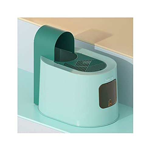 Modern Splash-Proof & Odor-Control Cat Litter Box - Semi-Enclosed Design for Kitty Litter Containment | Perfect for Small Spaces & Multi-Cat Homes (Color: Beige)