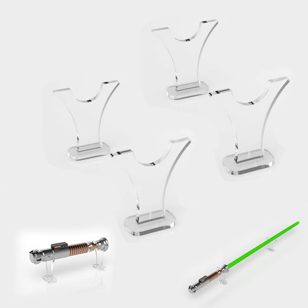 Premium Acrylic Lightsaber Display Stand - Elegant Knife & Sword Holder for Collectors - Antique Cottage Home Decor - Transparent 2-Pack - Perfect for Star Wars Memorabilia & Weapon Collections