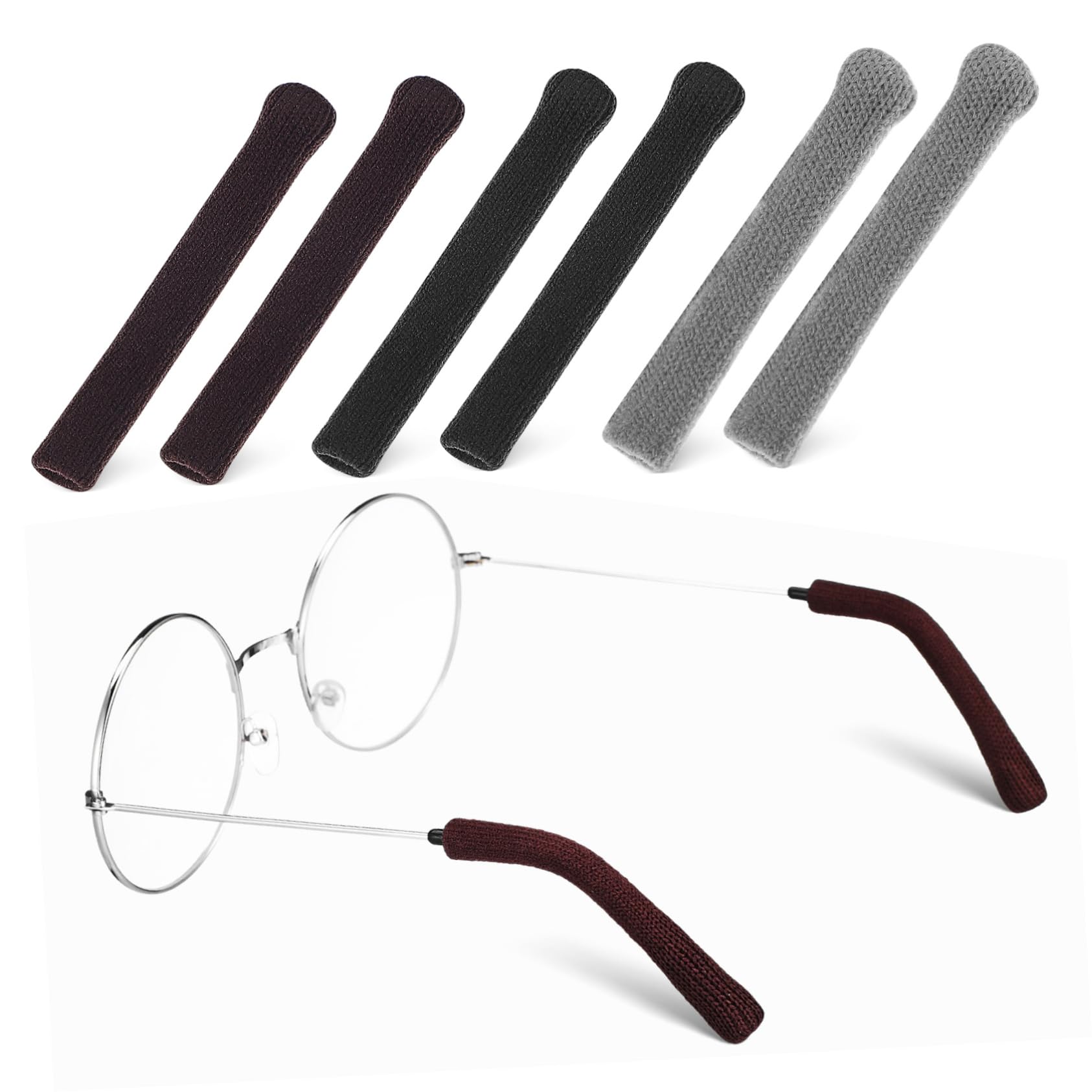 KOMBIUDA 3 Pairs Glasses Temple Covers - Soft Silicone Sunglasses Arm Tips Protectors, Eyewear Accessories for Comfort & Grip - Perfect for Reading, Driving, Sports & Daily Wear