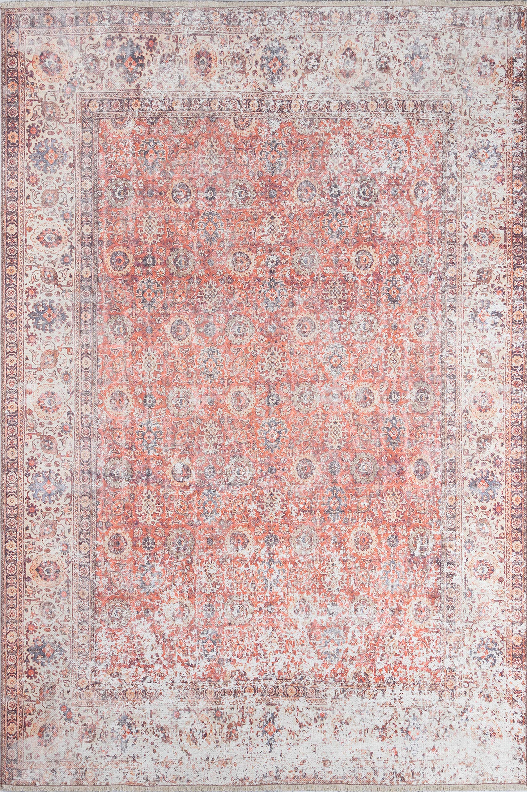 Nolita Rugs Cupertino 4'x6' Red Area Rug - Soft Cotton Polyester Blend for Living Room, Bedroom & Home Decor | Machine Washable Non-Slip Rug