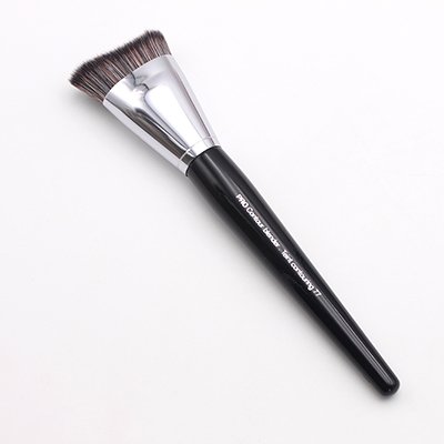 Professional No. 77 Pro Contour Blender Brush - Black Synthetic Fiber with Long Wood Handle & Cover - Perfect for Makeup Blending, Contouring, and Foundation Application