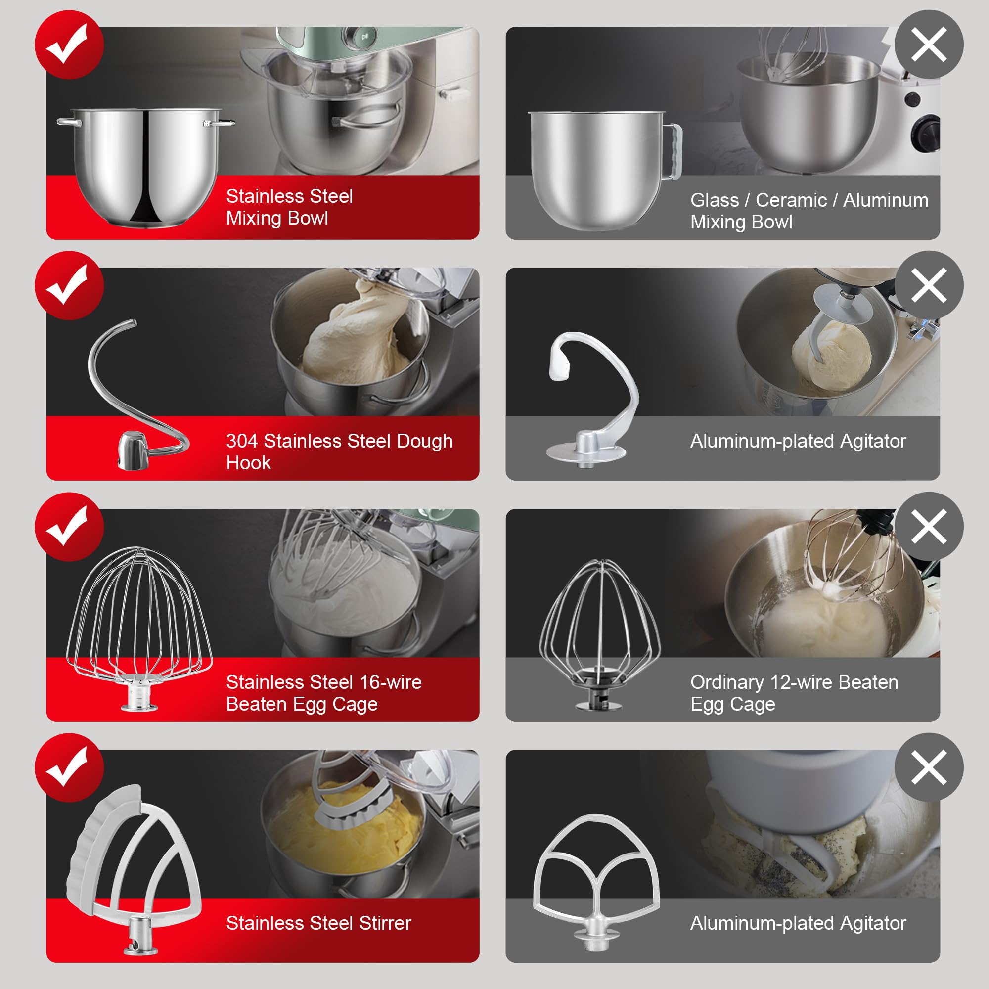 HAUSWIRT 5.3QT Stand Mixer - 11-Speed Electric Kitchen Mixer with Stainless Steel Attachments (Egg Whisk, Dough Hook, Flat Beater) - LED Display Household Mixer for Baking, Cooking & Meal Prep - Perfect for Cakes, Cookies, Bread & Dough - Black