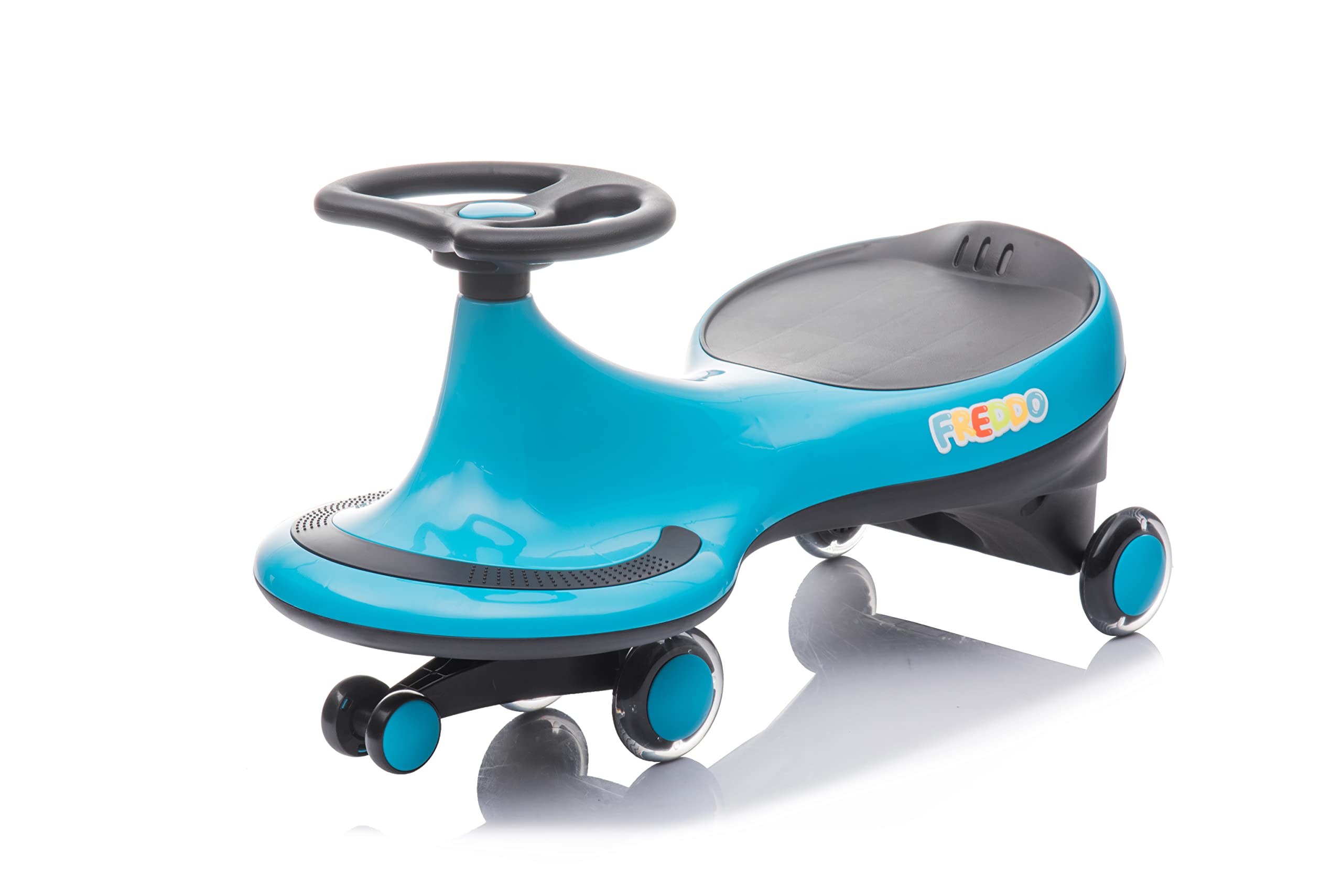 Freddo Toys Swing Car for Toddlers - Blue Ride-On Toy with Flashing LED Wheels | Fun Indoor & Outdoor Play Vehicle for Kids Ages 1-3 Years Old