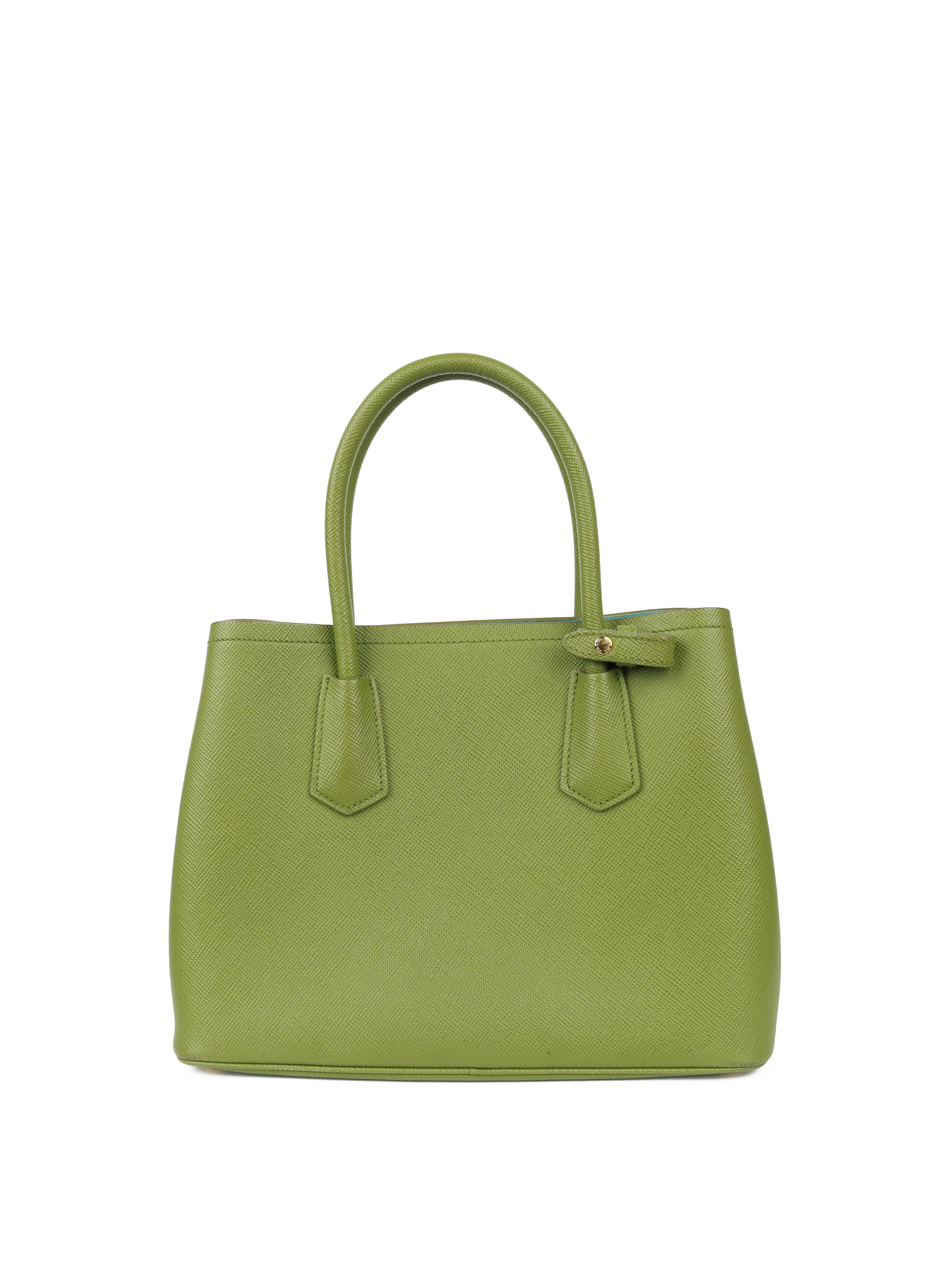 Prada Green Medium Double Bag - Luxury Leather Shoulder Handbag for Women | Perfect for Work, Travel & Everyday Use