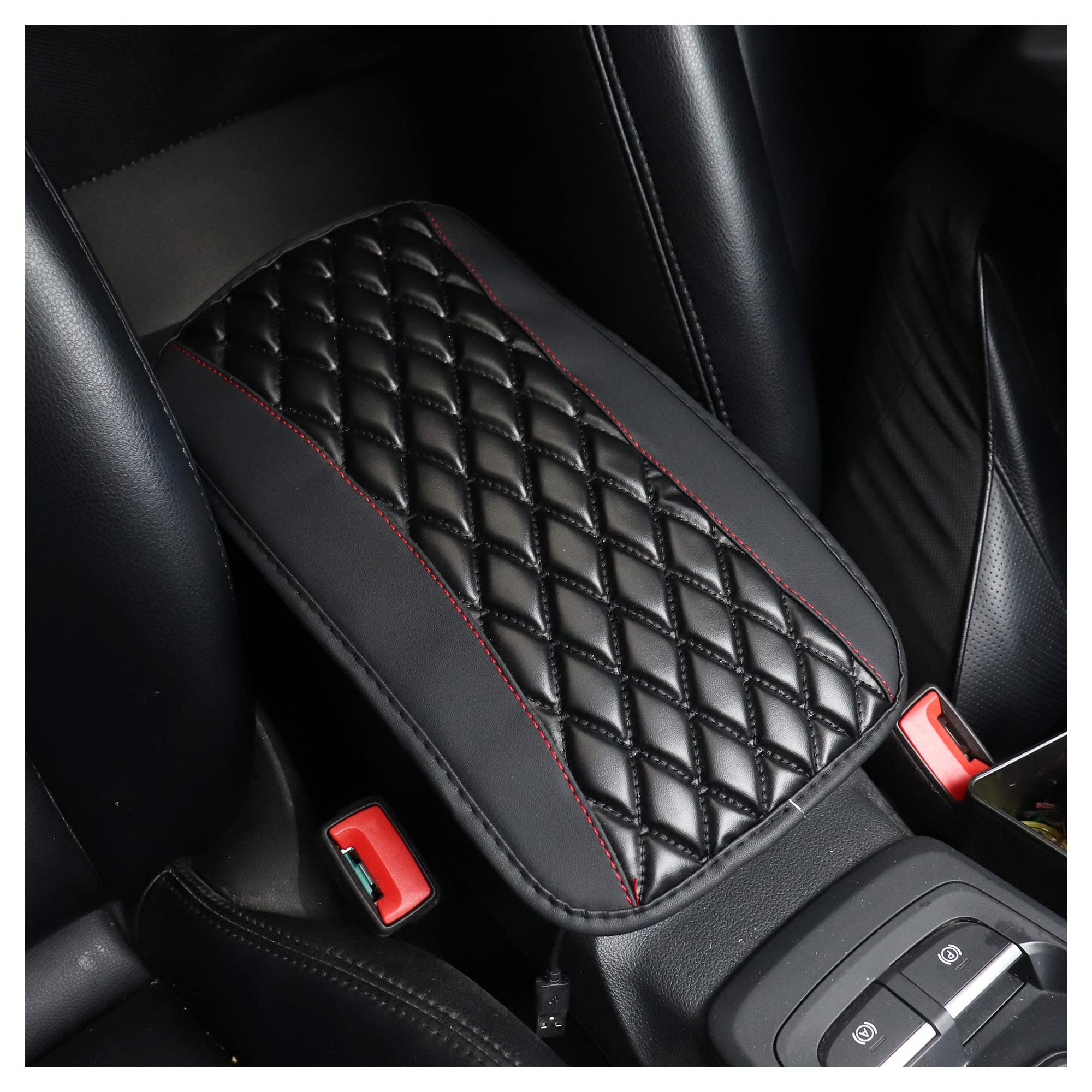 Premium PU Leather Car Center Console Pad - Universal Comfort Armrest Cushion for SUV/Truck/Car - Waterproof & Anti-Scratch Interior Accessory (Black) | Perfect for Long Drives & Road Trips
