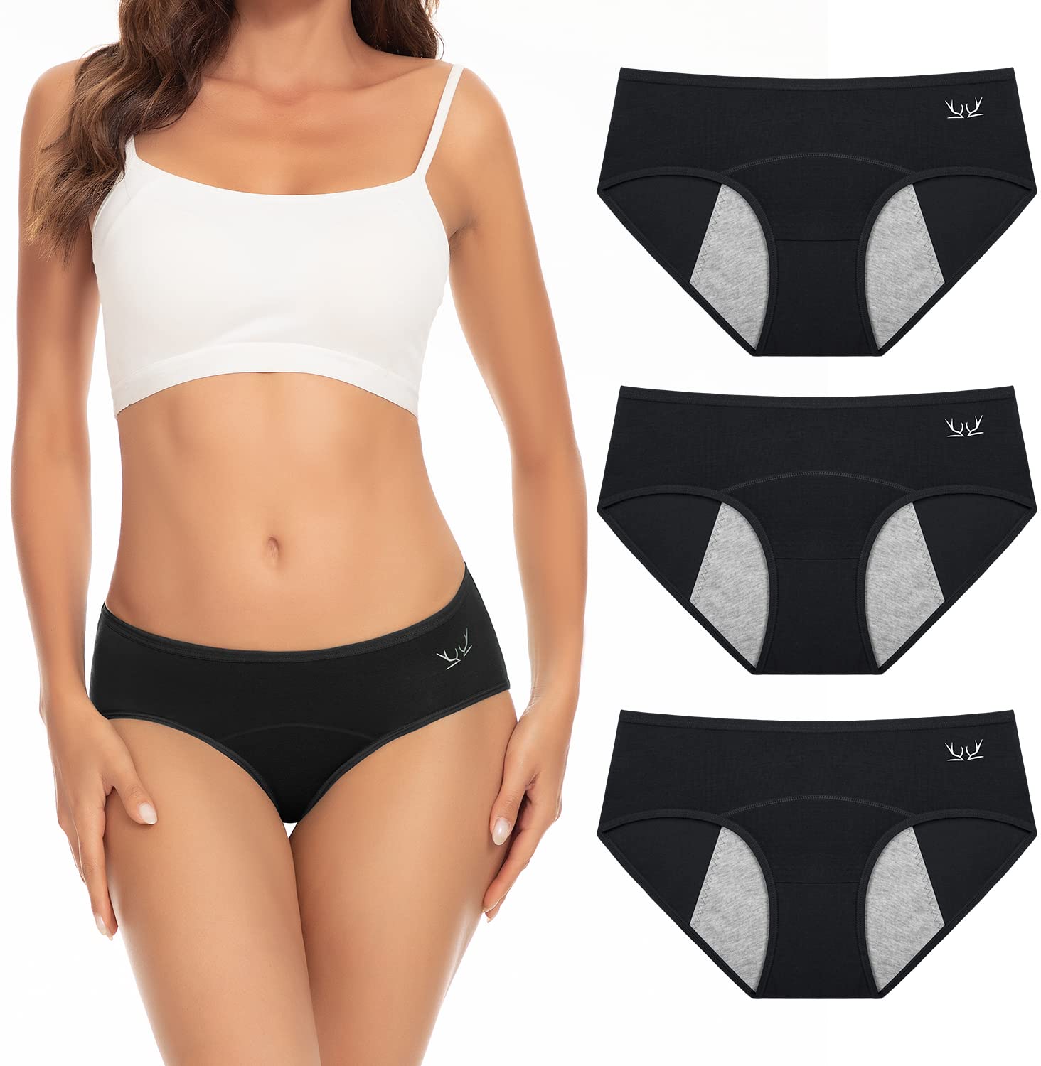**Benirap Women's Period Underwear - 3 Pack Cotton Postpartum & Maternity Panties for Teens & Adults - Comfortable Hipster Briefs for Light to Heavy Flow - Perfect for Overnight, Workout & Daily Use**
