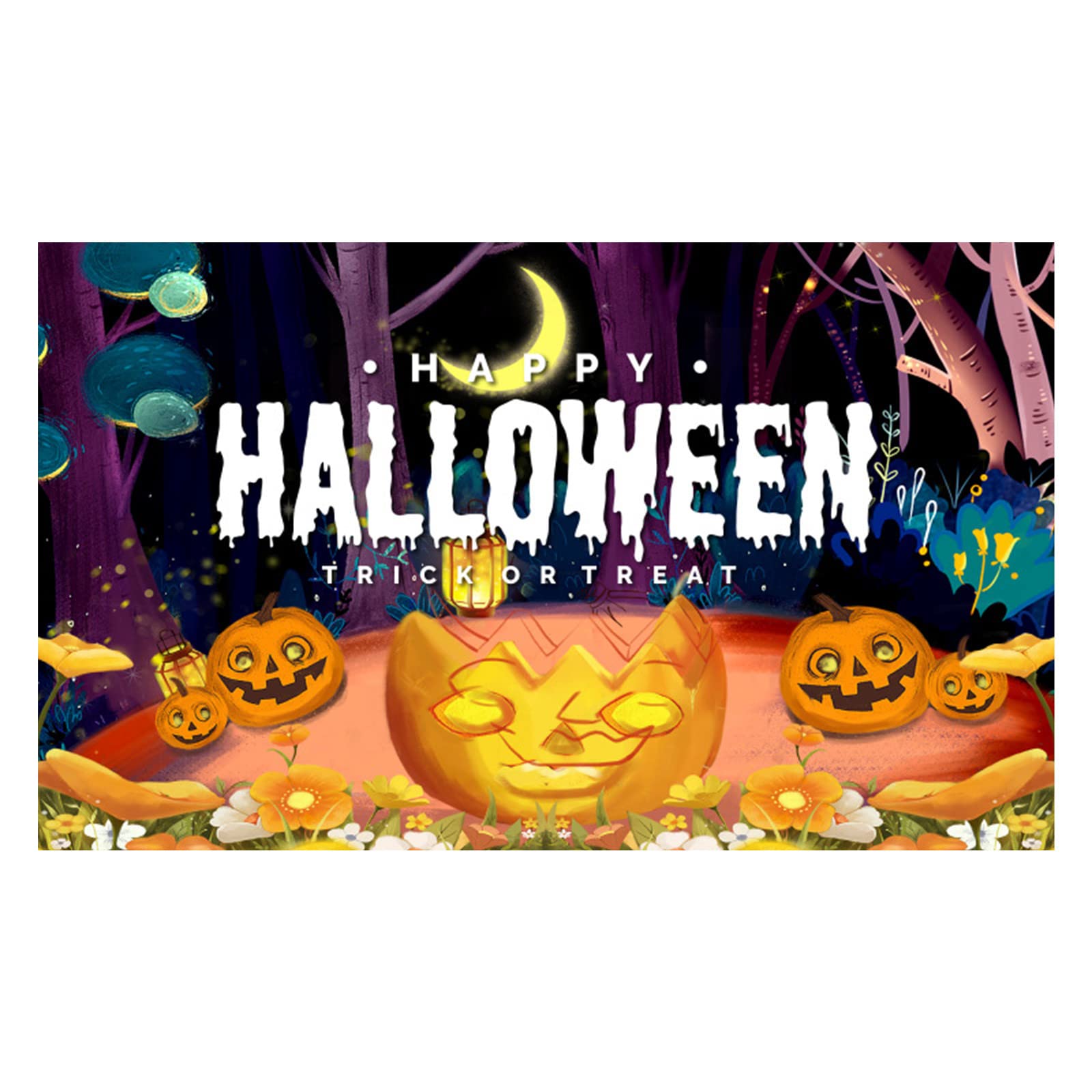 Halloween Party Decorations - Pumpkin House Flag & Banner Backdrop Cloth for Outdoor Yard, Porch, and Indoor Wall Decor
