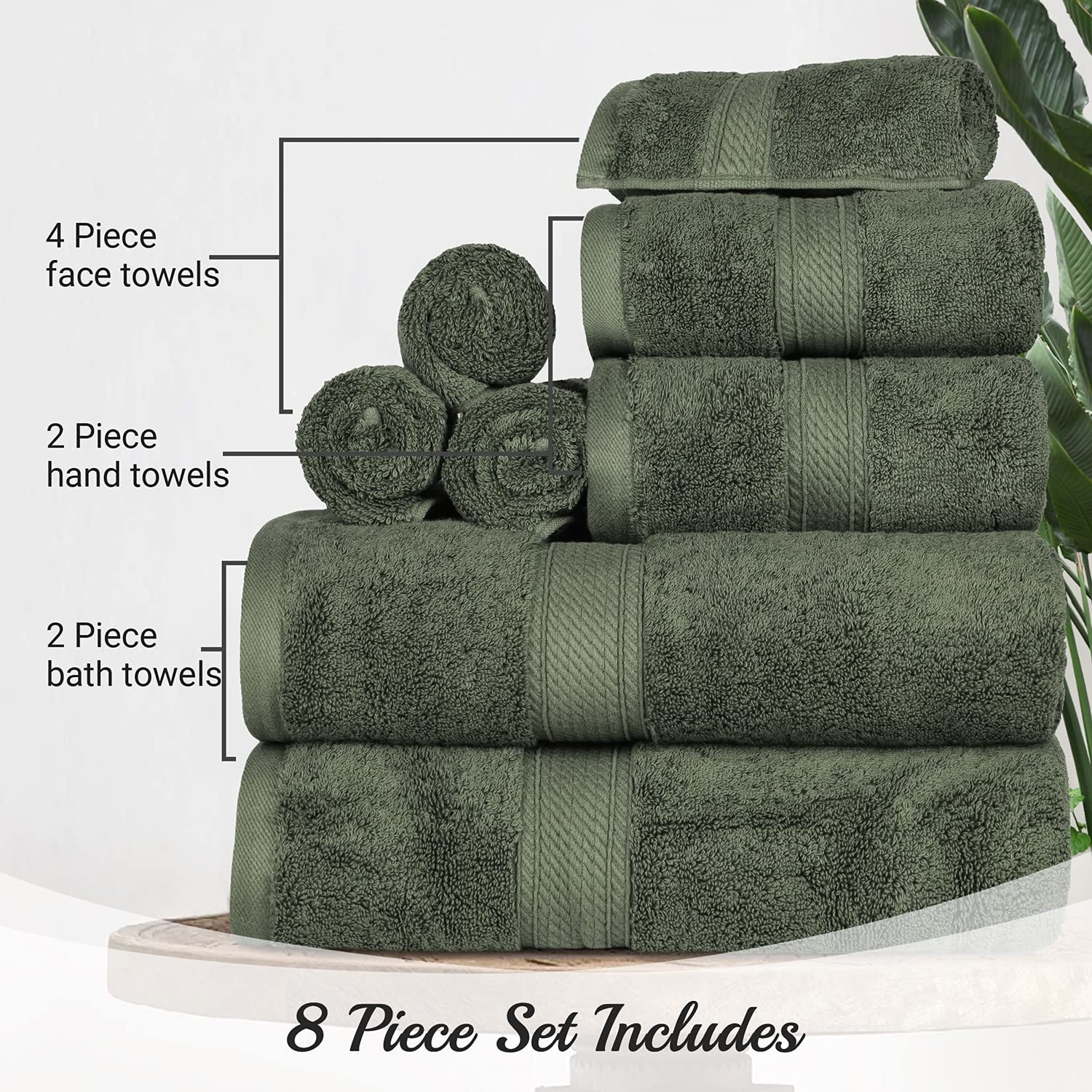 Premium Egyptian Cotton Towel Set - 8-Piece Bath & Shower Towels (30