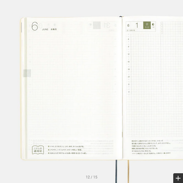 Hobonichi Techo 2025 Planner - A5 Size Daily Journal (Ivory) | English Edition | January Start | Monday Start | Perfect for Work, School & Personal Organization