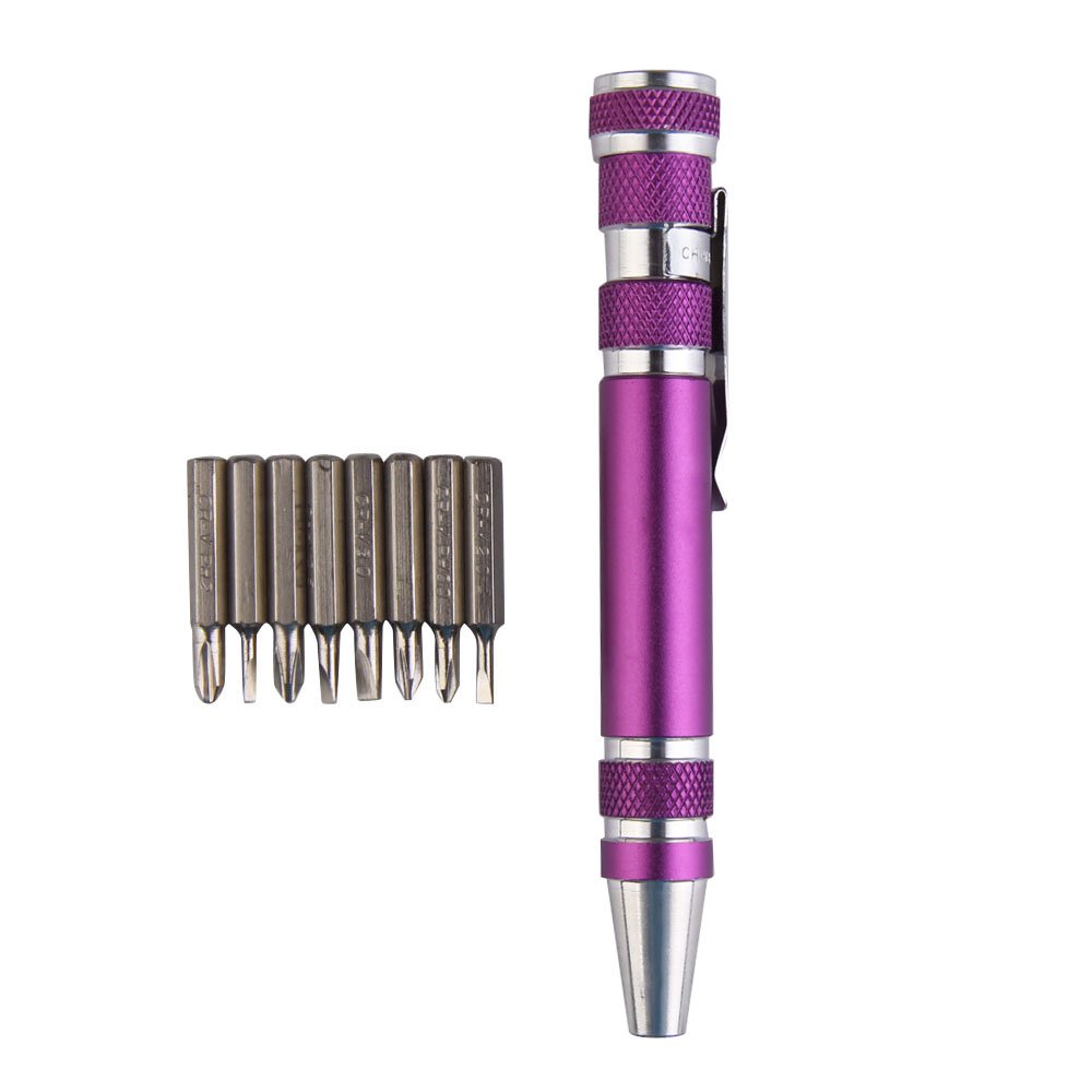 8-in-1 Portable Aluminum Screwdriver Set - Precision Phone Repair Tool Kit with Magnetic Tips (Purple) | Perfect for iPhone, Android & Electronics Repair at Home or Work