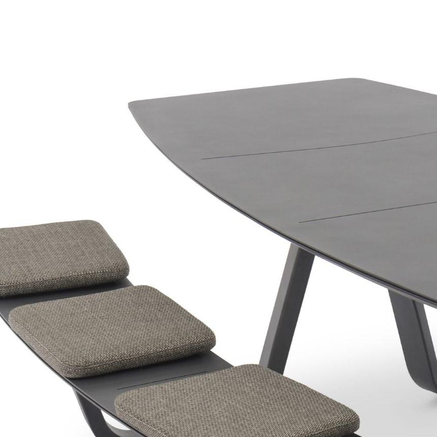 Largo Charcoal Ceramic Picnic Table with Seat Cushions - Outdoor Dining Set for Patio, Garden, Backyard & Camping - Heavy Duty Weatherproof Picnic Bench for Family Gatherings