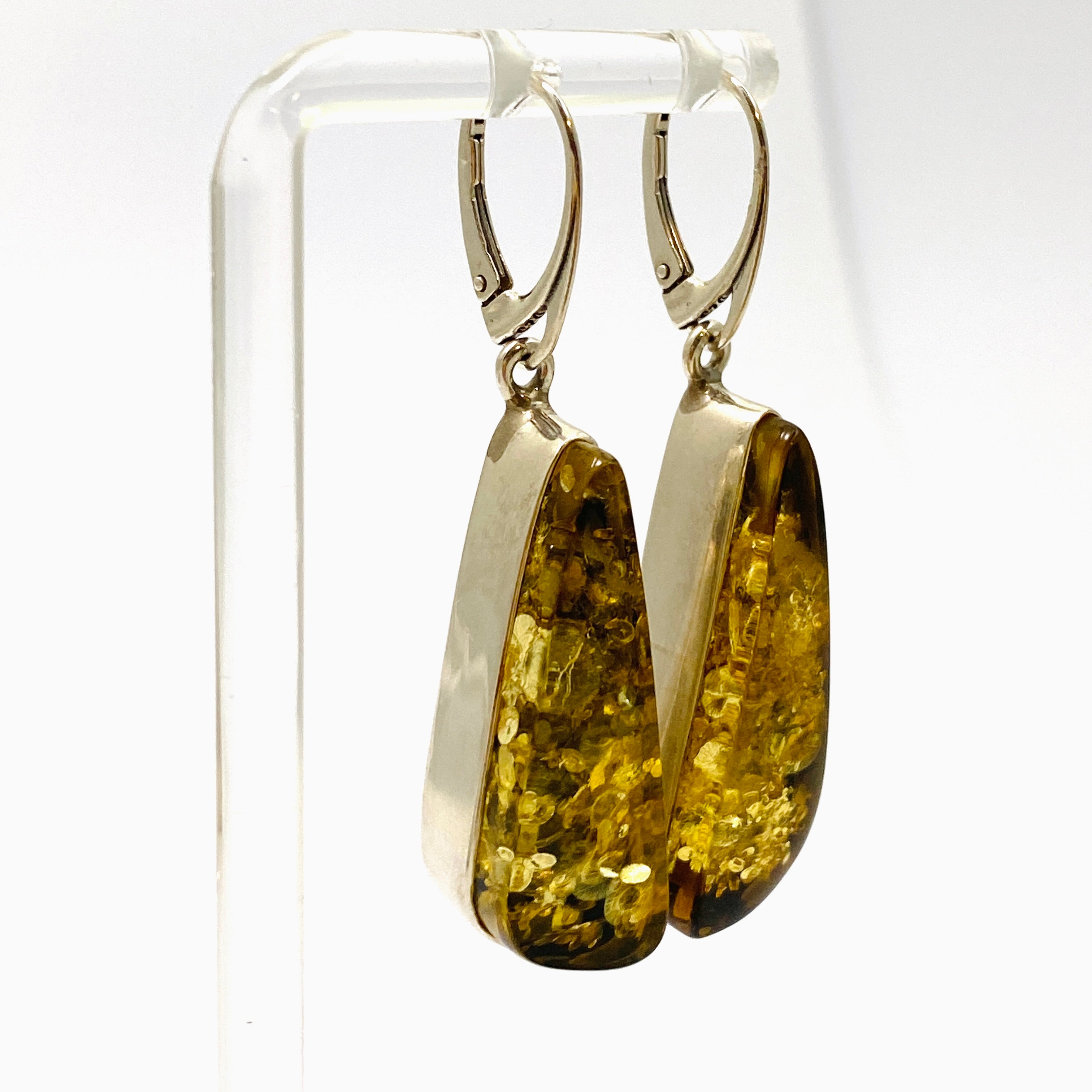Natural Baltic Amber Freeform Cabochon Earrings - Handcrafted Dangle Earrings for Women - Perfect for Boho Style & Everyday Wear