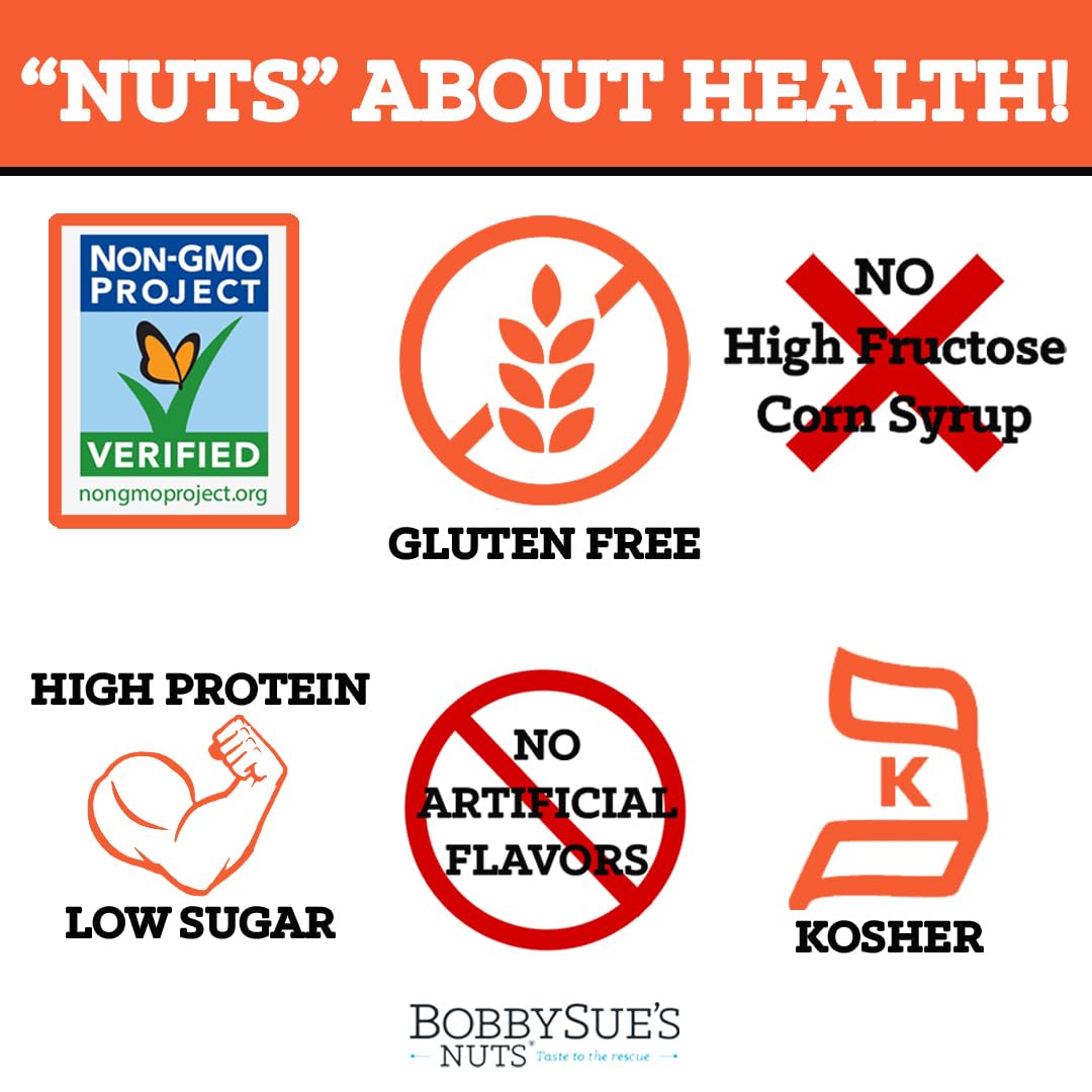 BobbySue's Nuts Some Like It Hot Gourmet Nut Mix - Spicy All Natural Snacks, Gluten Free, Low Sugar, High Protein with Almonds, Cashews & Pecans (32 Oz Jar) - Perfect for Parties, Office Snacks & Healthy On-the-Go Nutrition