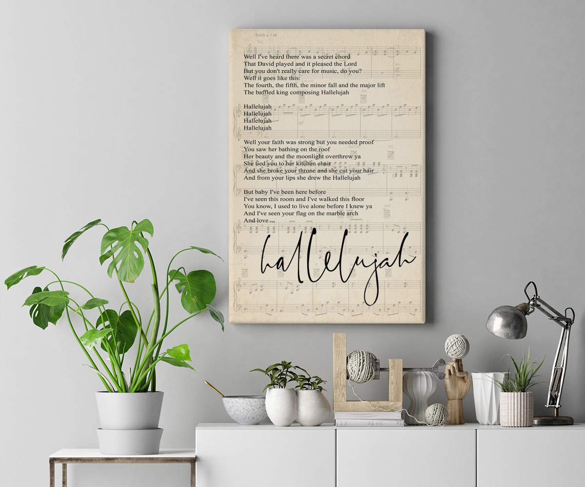 Hallelujah Lyrics Framed Canvas Print - 8x12