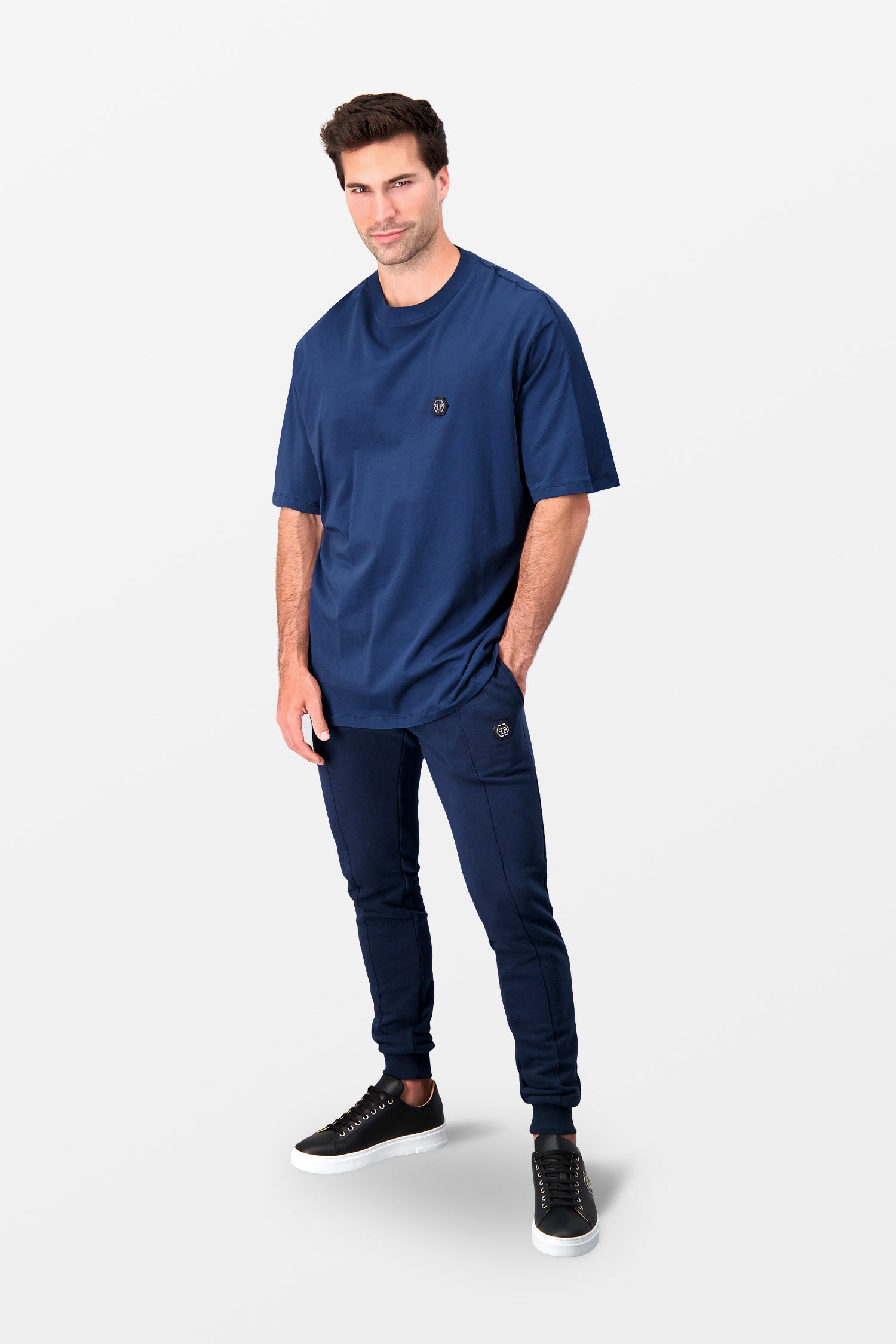 Philipp Plein Navy Round Neck Short Sleeve PP 1978 Graphic T-Shirt for Men - Casual Streetwear & Everyday Fashion
