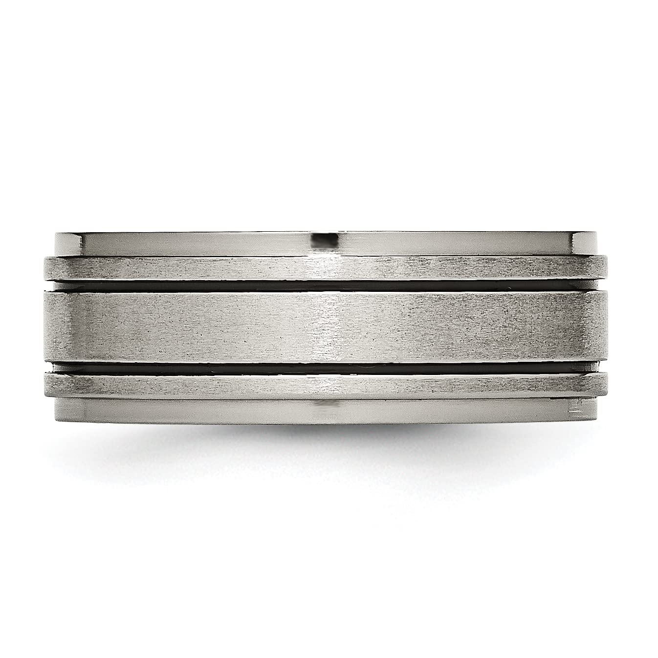 Titanium Black 8mm Ridged Edge Wedding Band Ring for Men - Durable & Comfortable Wedding Ring for Grooms, Engagement, Anniversary & Everyday Wear