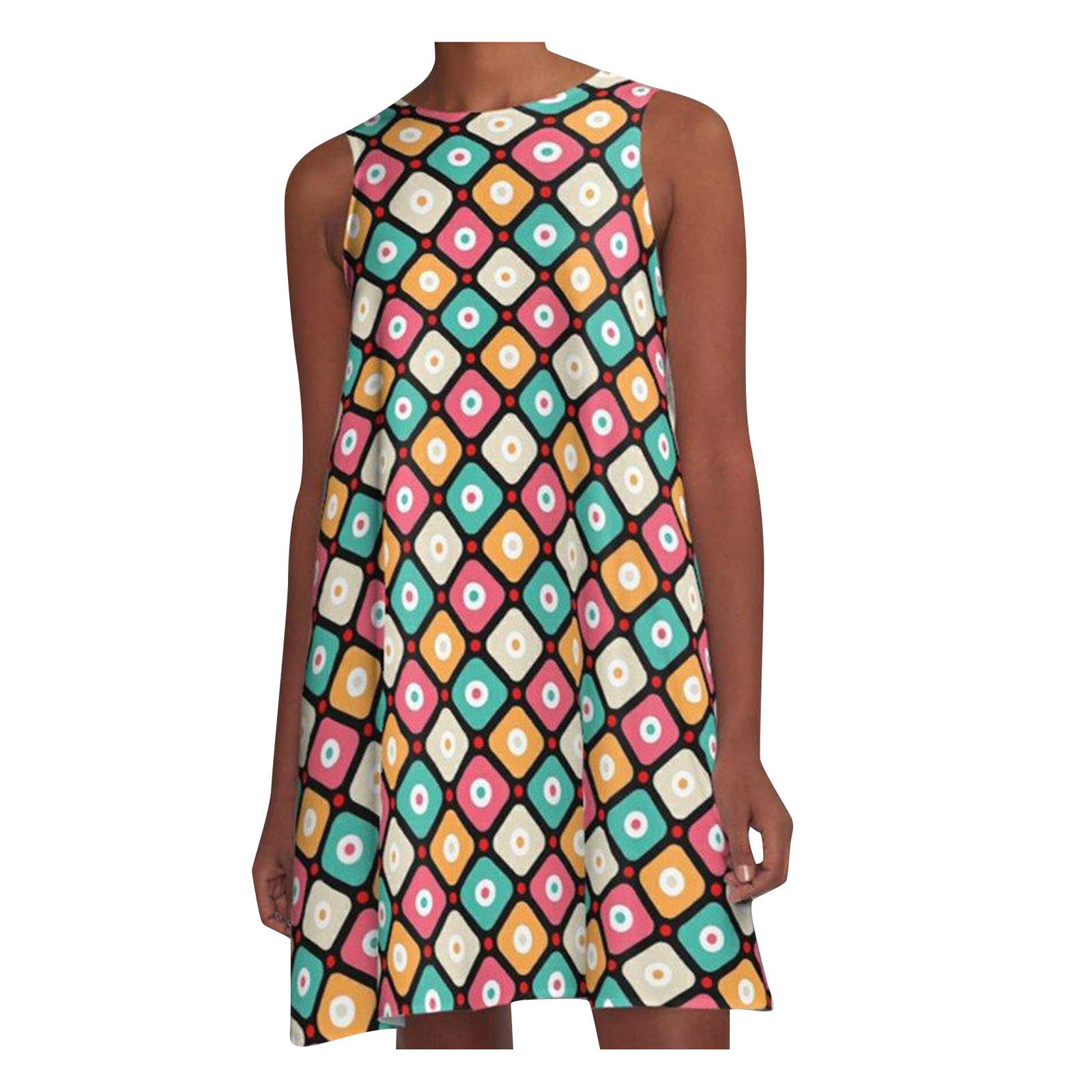 Women's Sequin Rhinestone Boho Floral Bodycon Dress - Loose High Waist Blouson Tank Dress for Casual Wear, Party, Date Night & Special Occasions