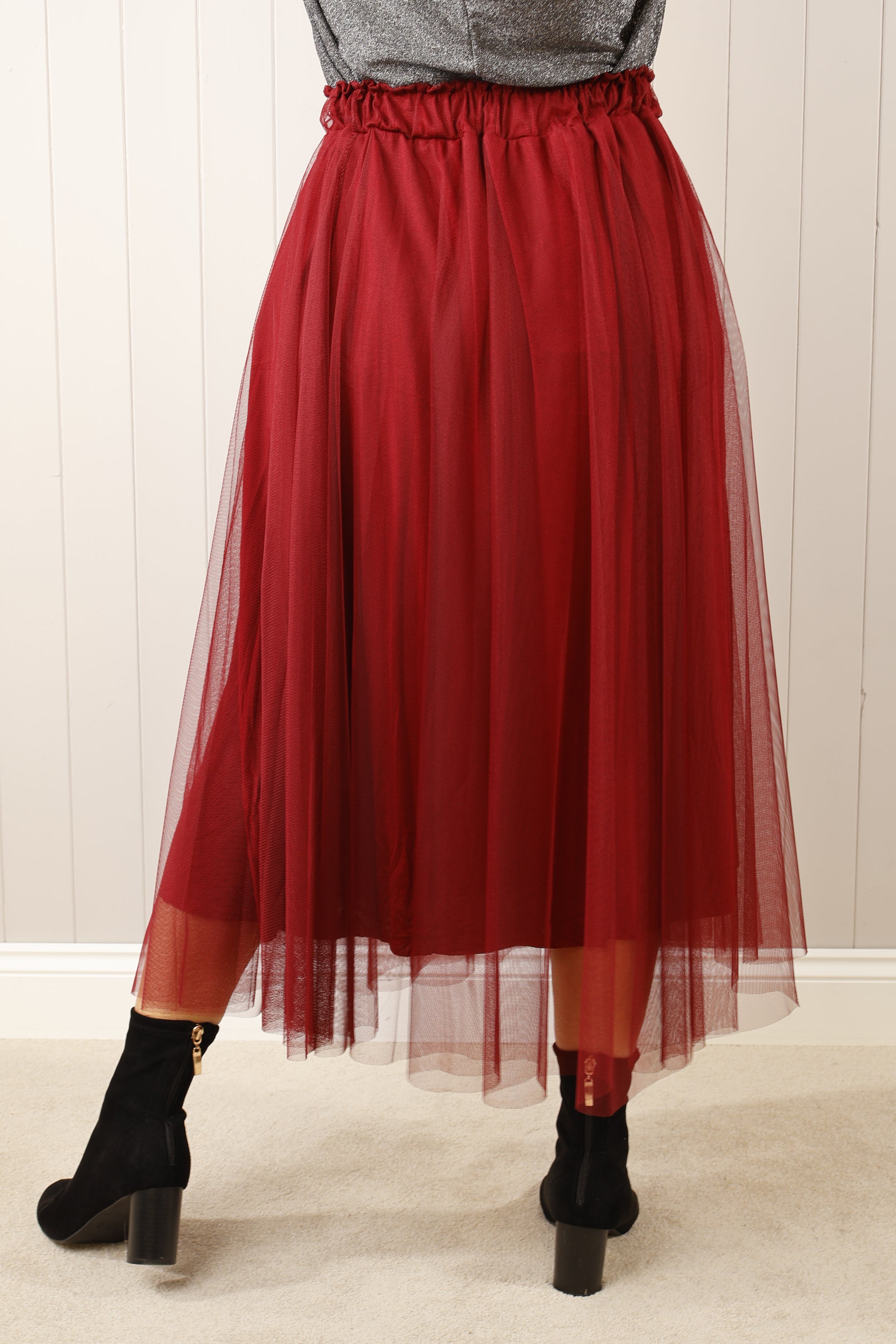 Elegant Dilly Plain Net Skirt in Wine Red - Perfect for Evening Parties, Date Nights, and Special Occasions
