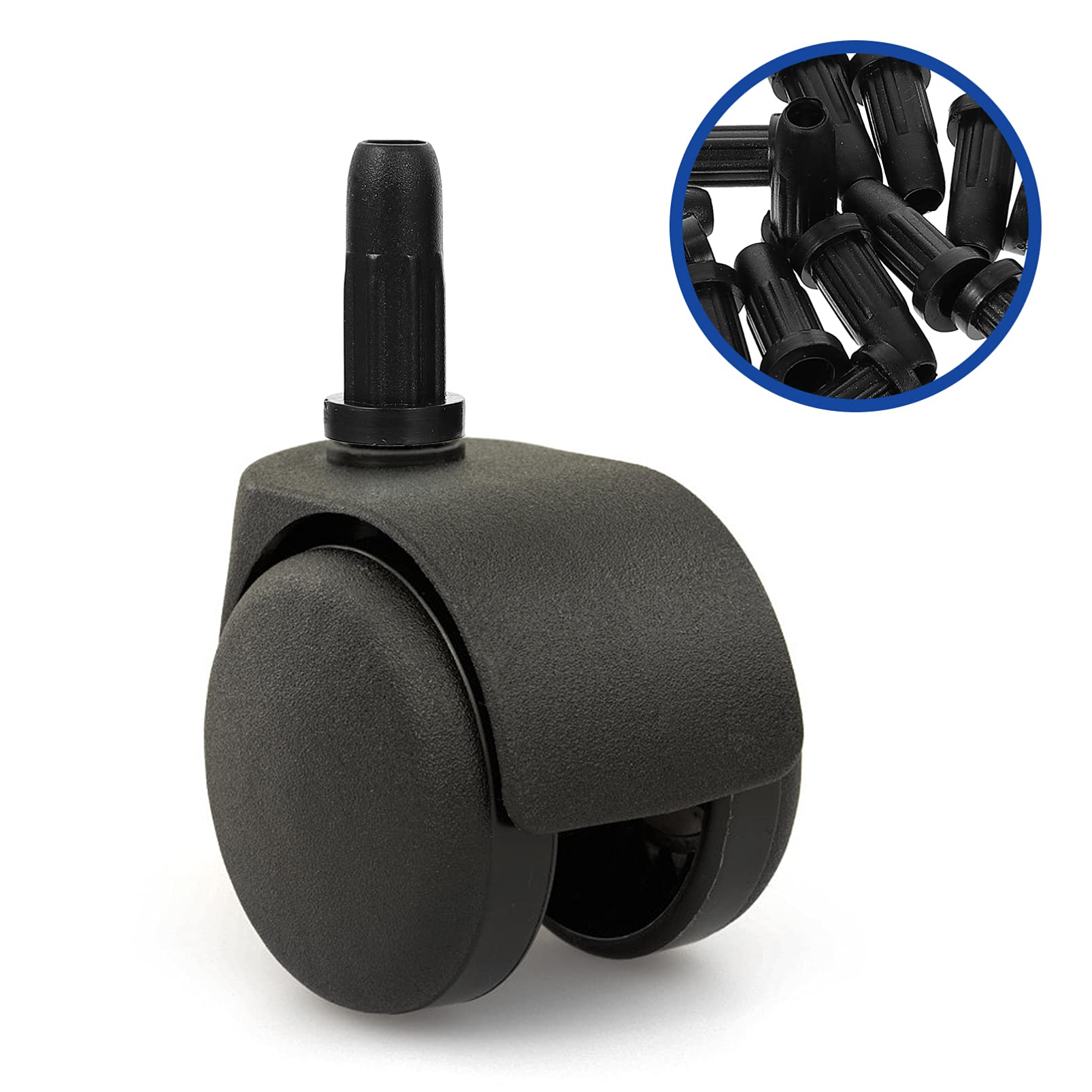 NUOBESTY 30pcs Black Caster Socket Sleeves - Heavy Duty Furniture Casters for Office Chairs, Wheels Replacement, and Chair Leg Protection - Perfect for Home, Office, and Commercial Use