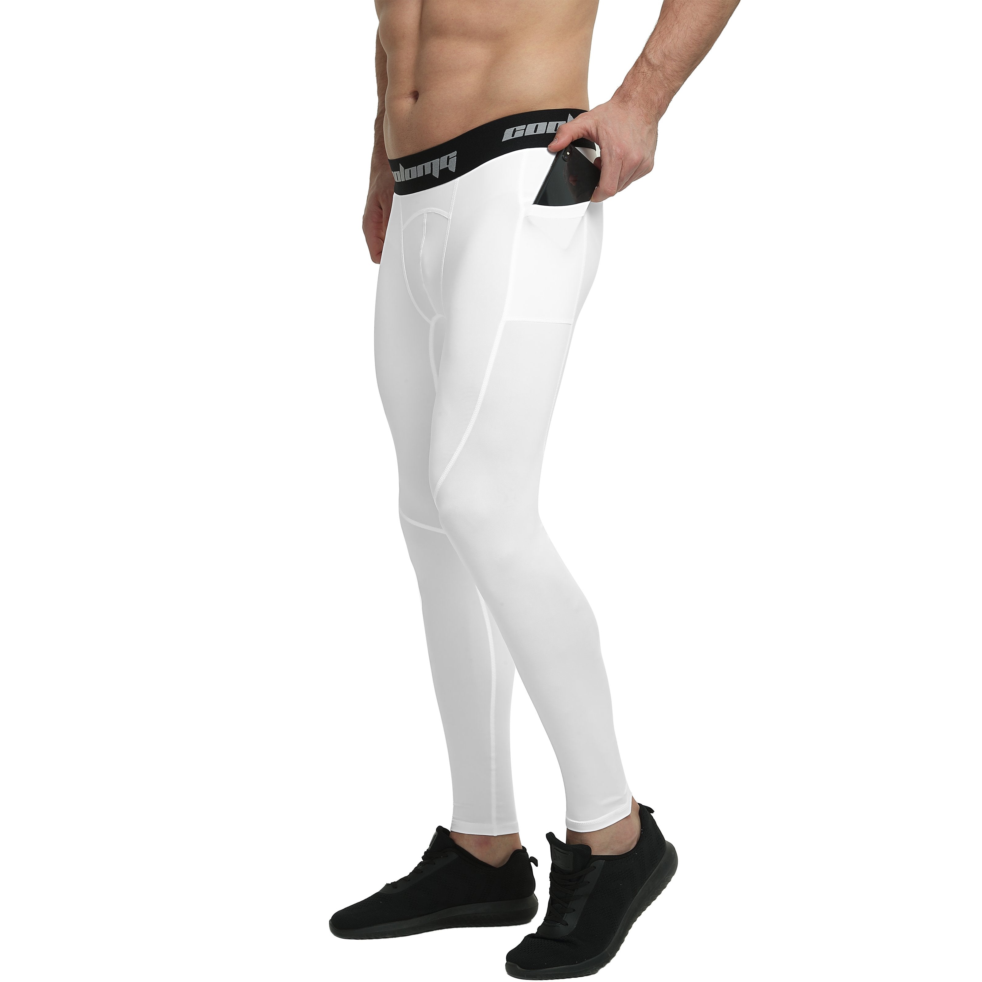 High Waist Long Leggings with Side Pockets for Women - Comfortable Workout Yoga Pants in White | Perfect for Gym, Running & Lounge Wear