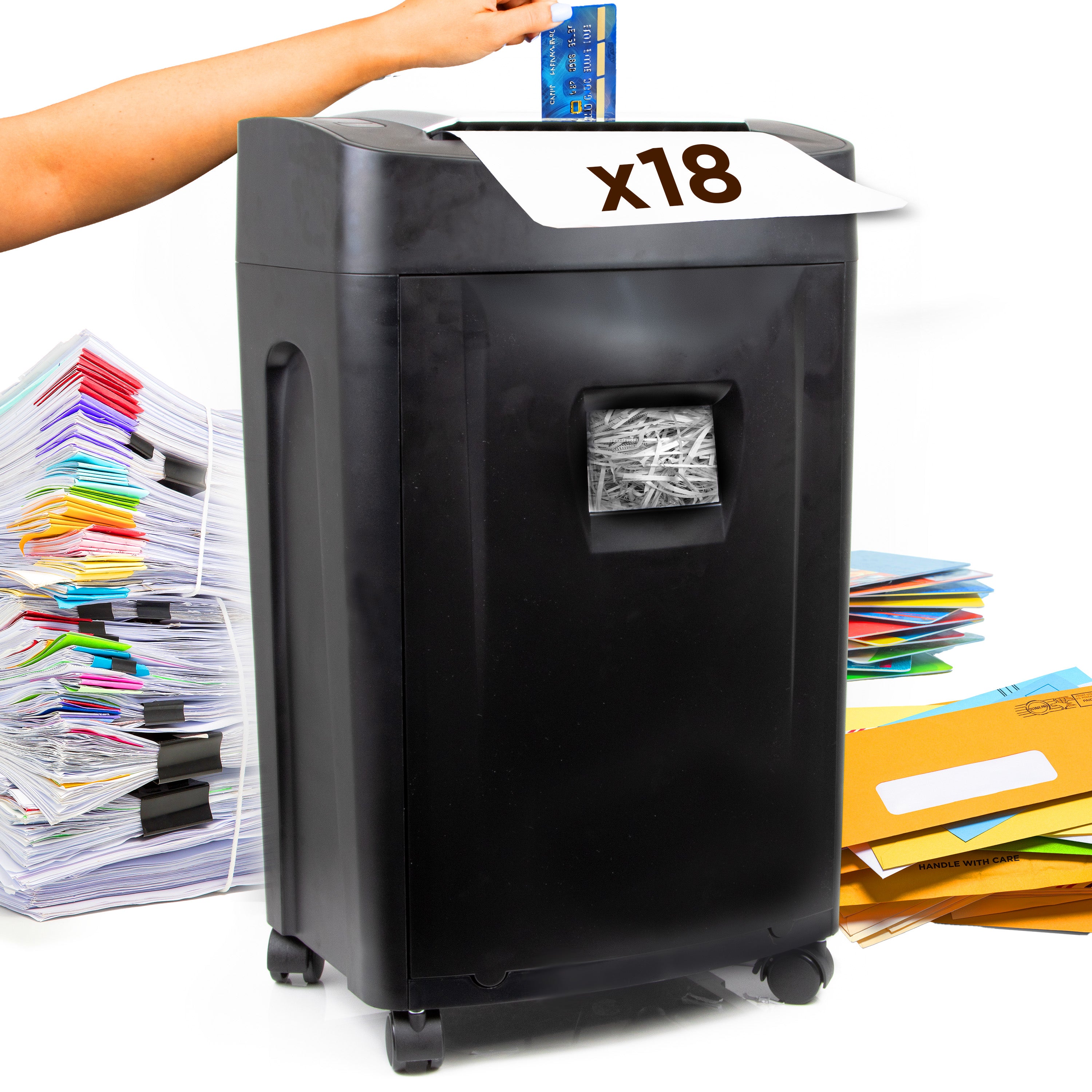 Duronic PS991 18-Sheet Heavy Duty Cross Cut Paper Shredder - Electric Document & Credit Card Shredder for Home & Office Use | Secure Data Destruction for Confidential Papers, Envelopes, Receipts | Ideal for Tax Documents, Financial Records & Identity Protection (Black)