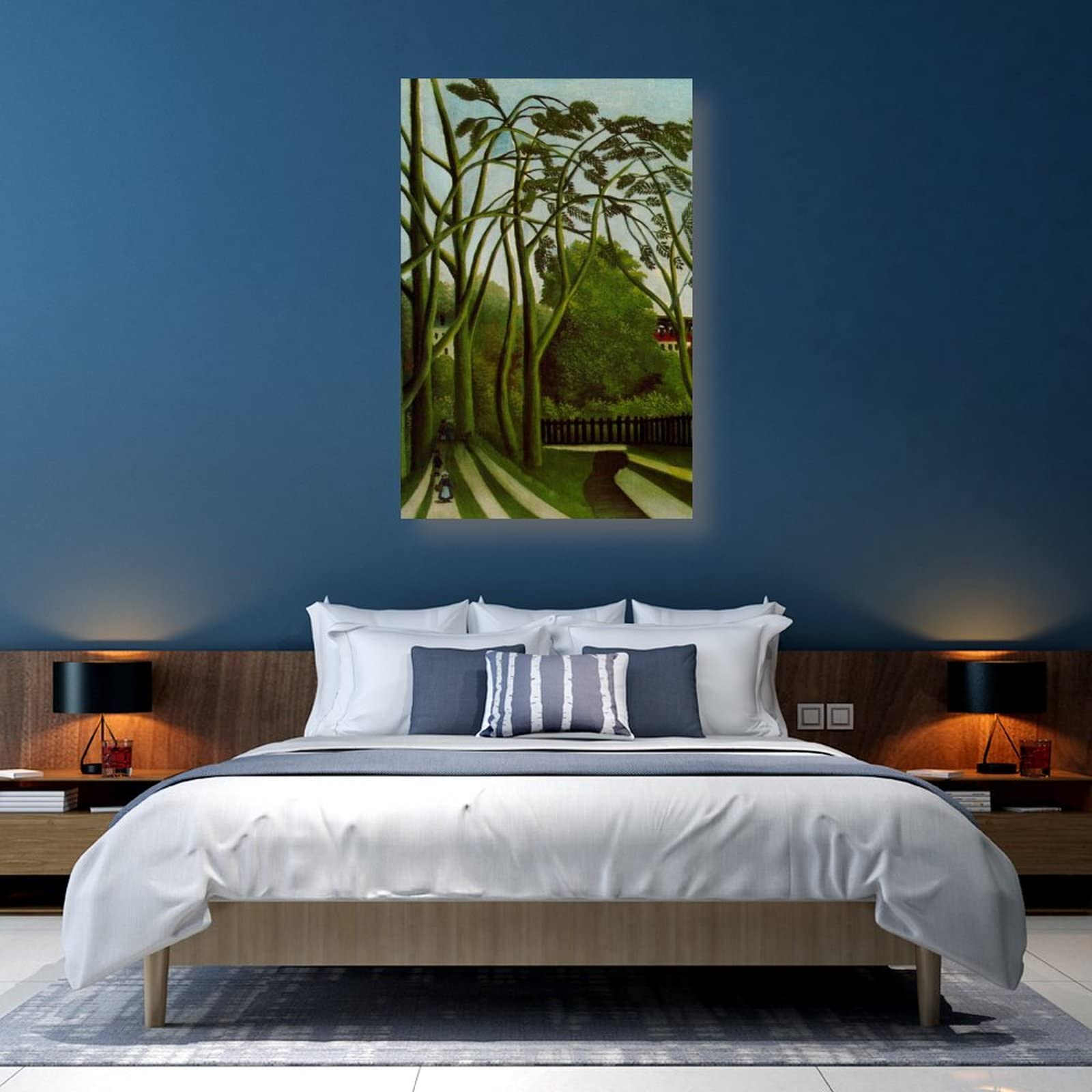 Henri Rousseau Landscape on The Banks of The Bievre at Becetre Art Print - Premium Canvas Painting Wall Decor, Modern Home Decoration, Framed/Unframed 16x24 inches (40x60cm) - Perfect for Living Room, Bedroom & Office Wall Art