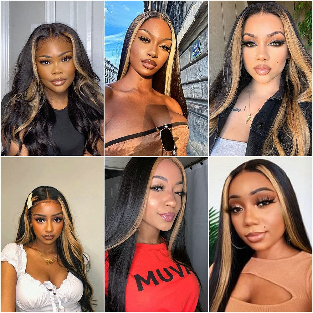 Brazilian Virgin Human Hair Lace Wigs for Black Women - 180% Density Natural Color 18 Inch 4X4 Highlight Wig | Perfect for Daily Wear, Special Occasions & Protective Styling
