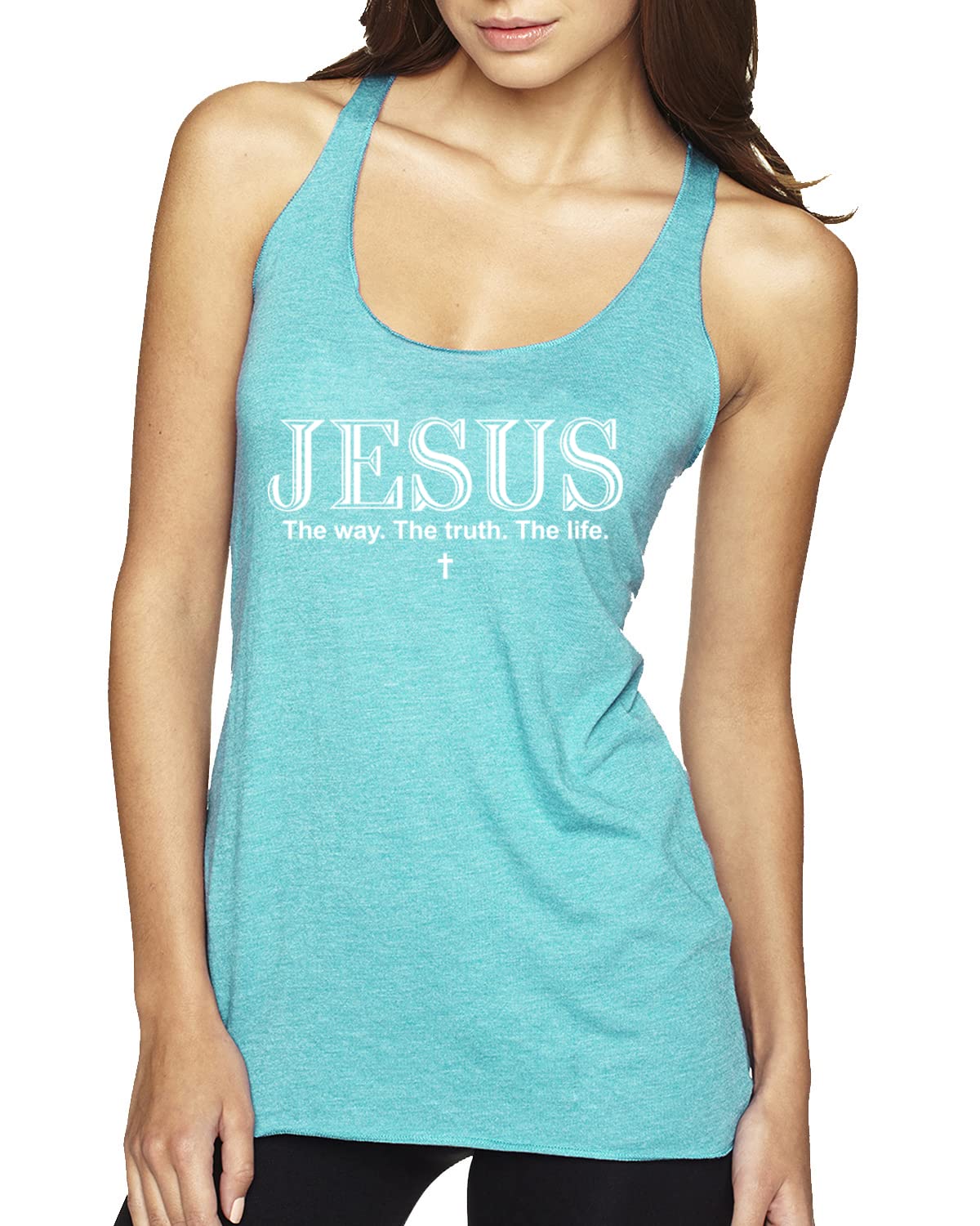 Jesus The Way The Truth The Life Christian Inspirational Tri-Blend Racerback Tank Top - Perfect for Church, Bible Study & Faith-Based Events