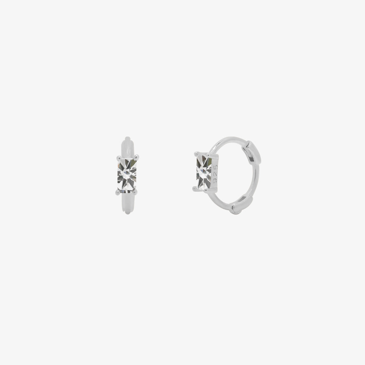 Single Square Cubic Huggie Earrings - Minimalist Geometric Hoop Earrings for Women, Gold & Silver Huggie Hoops for Everyday Wear | Perfect for Work, Date Night & Casual Outfits