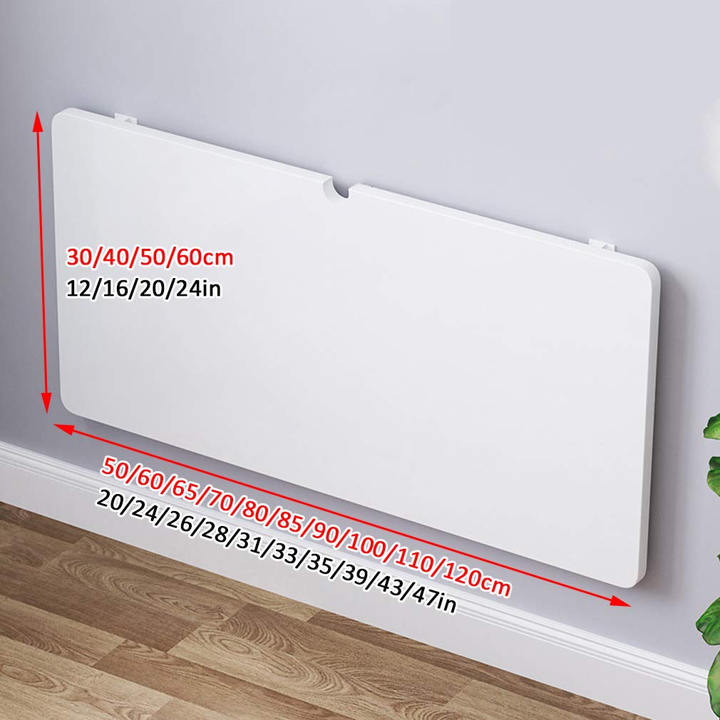 Wall Mounted Folding Floating Desk - Space Saving Computer Writing Table, Laundry Workbench, Kitchen Dining & Bar Table, Kids Study Desk with Threading Hole Design (110x30cm/43x12in) - Perfect for Small Apartments, Home Offices & Dorm Rooms