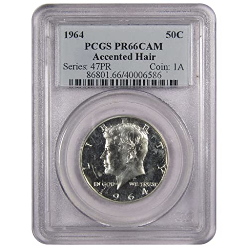 1964 Accented Hair Kennedy Half Dollar PR 66 CAM PCGS Certified 90% Silver Proof Coin - Rare Collectible for Coin Enthusiasts & Valuable Investment Piece